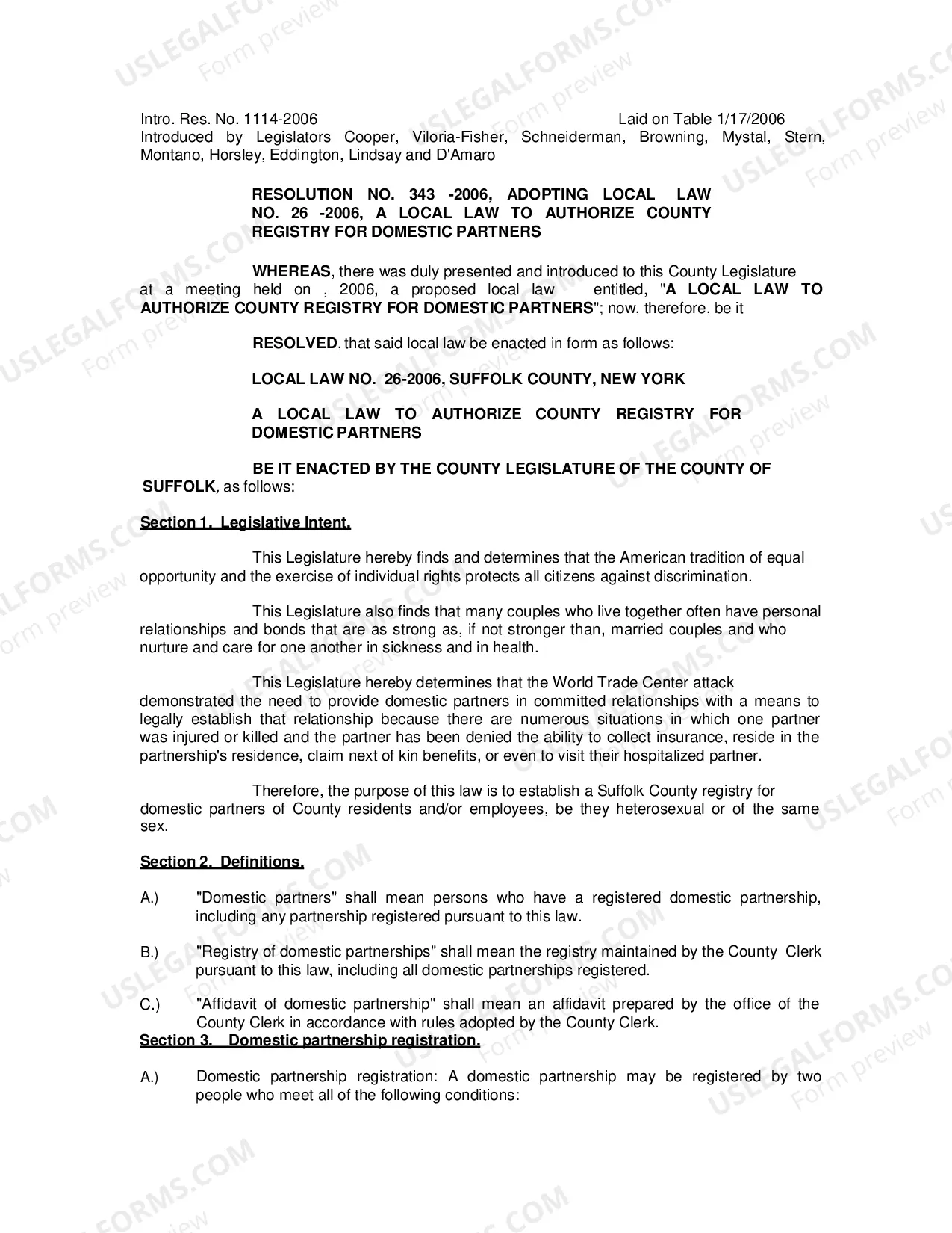 Preview Statement of Domestic Partnership Affidavit