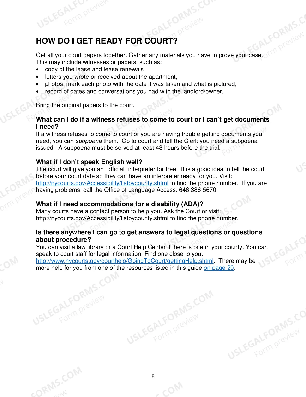 Preview Tenant Questions & Answers: Holdover Eviction Cases in New York State