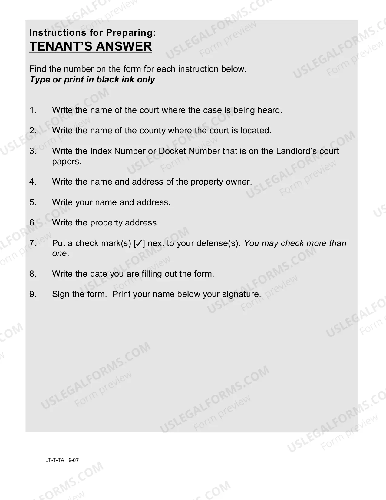 Preview Tenant Forms Packet with Instructions