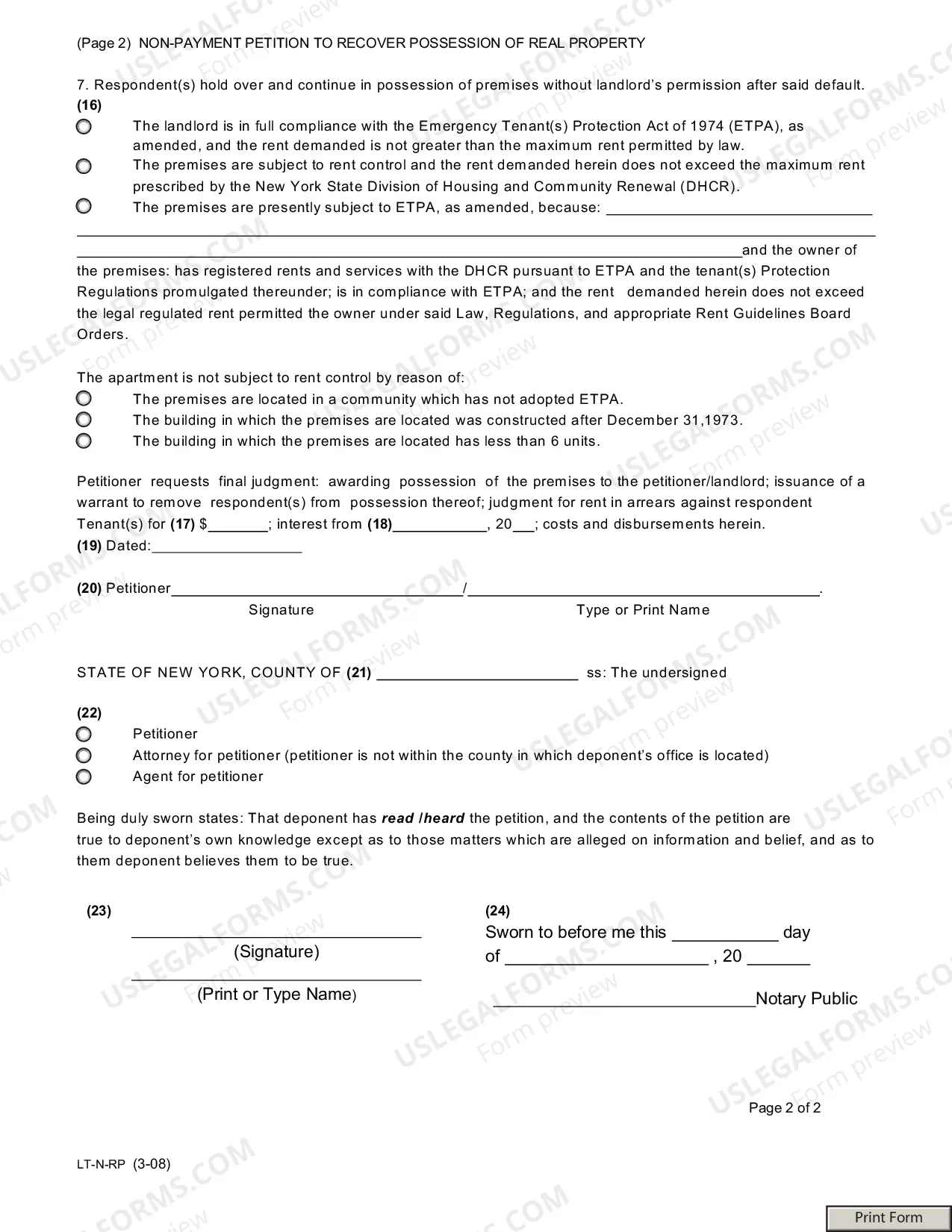 Preview Petition for Commencing Non-Payment Proceeding