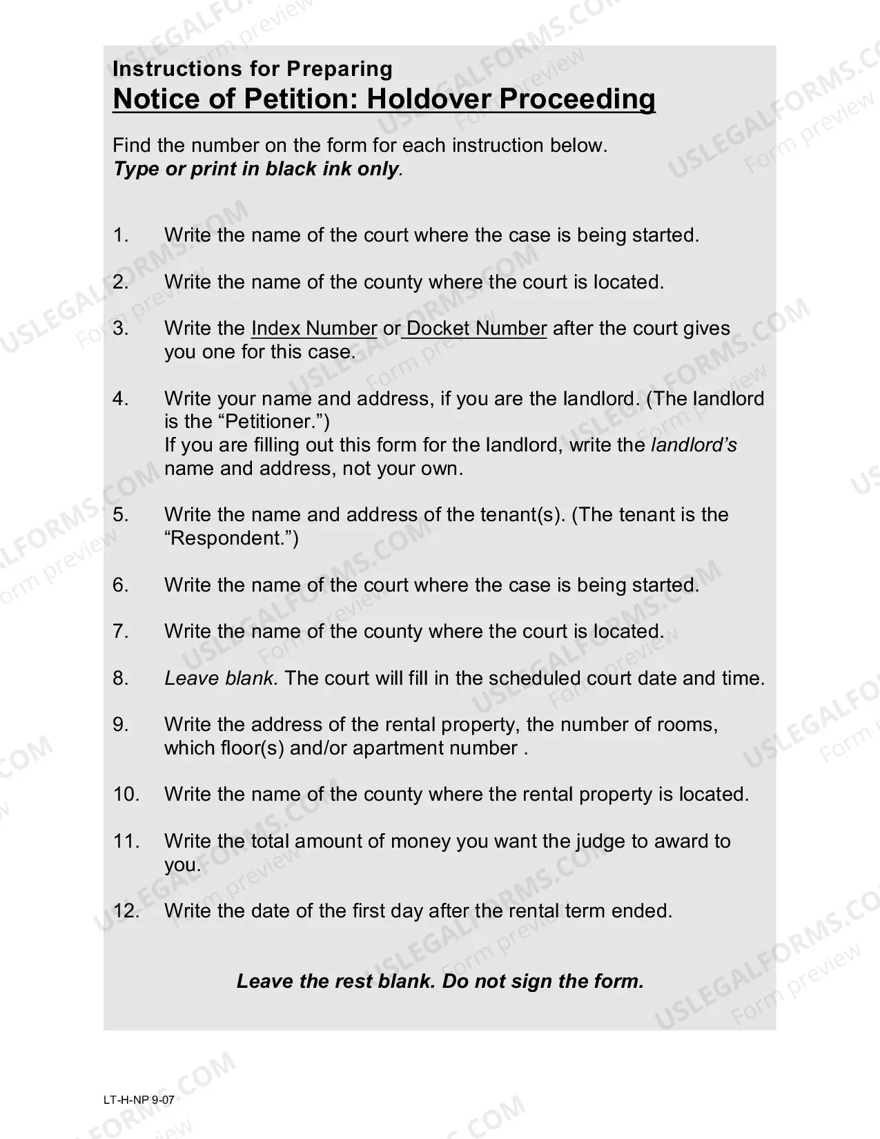 Preview Landlord Holdover Forms Packet With Instructions