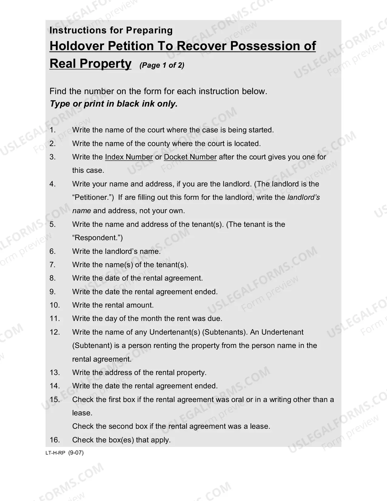 Preview Landlord Holdover Forms Packet With Instructions