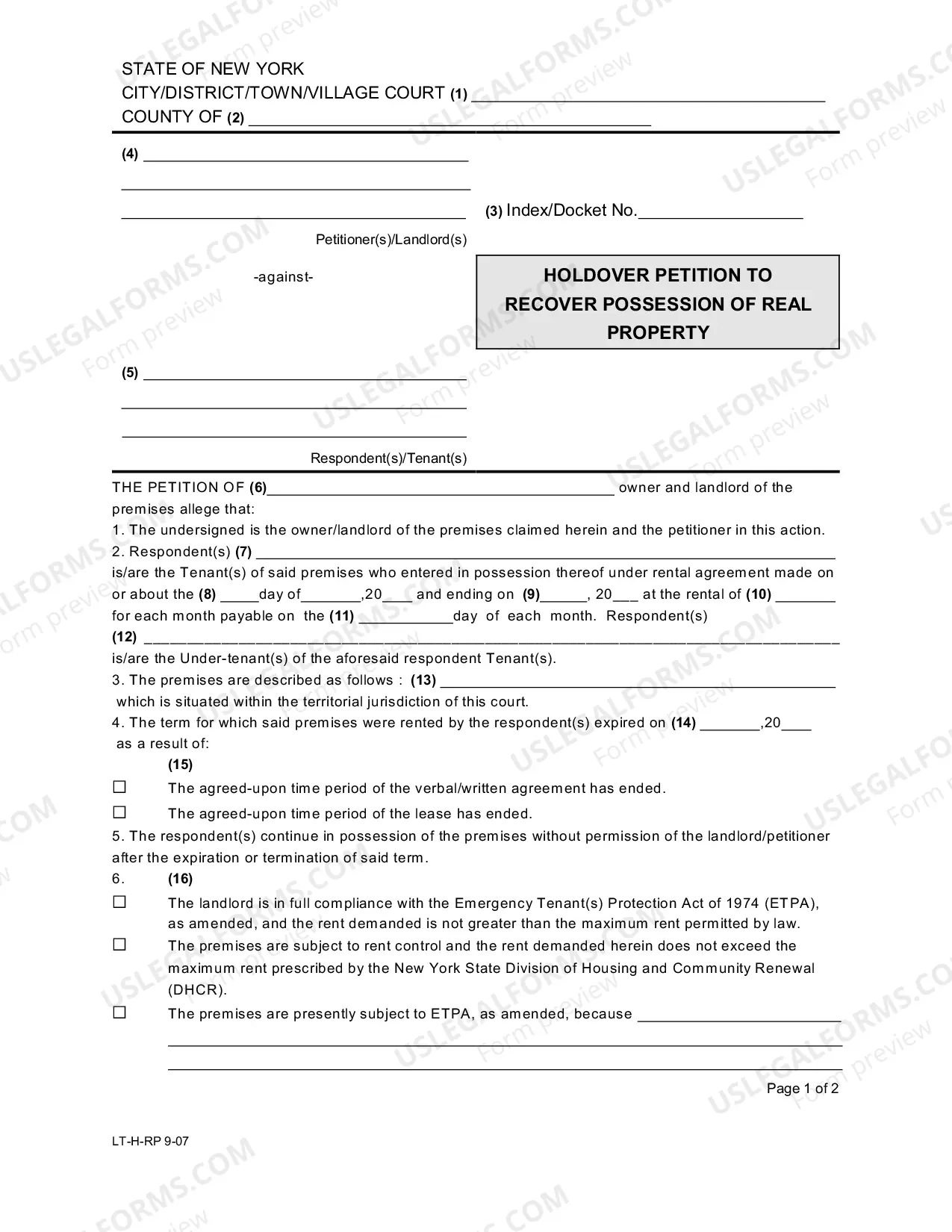 Preview Landlord Holdover Forms Packet With Instructions