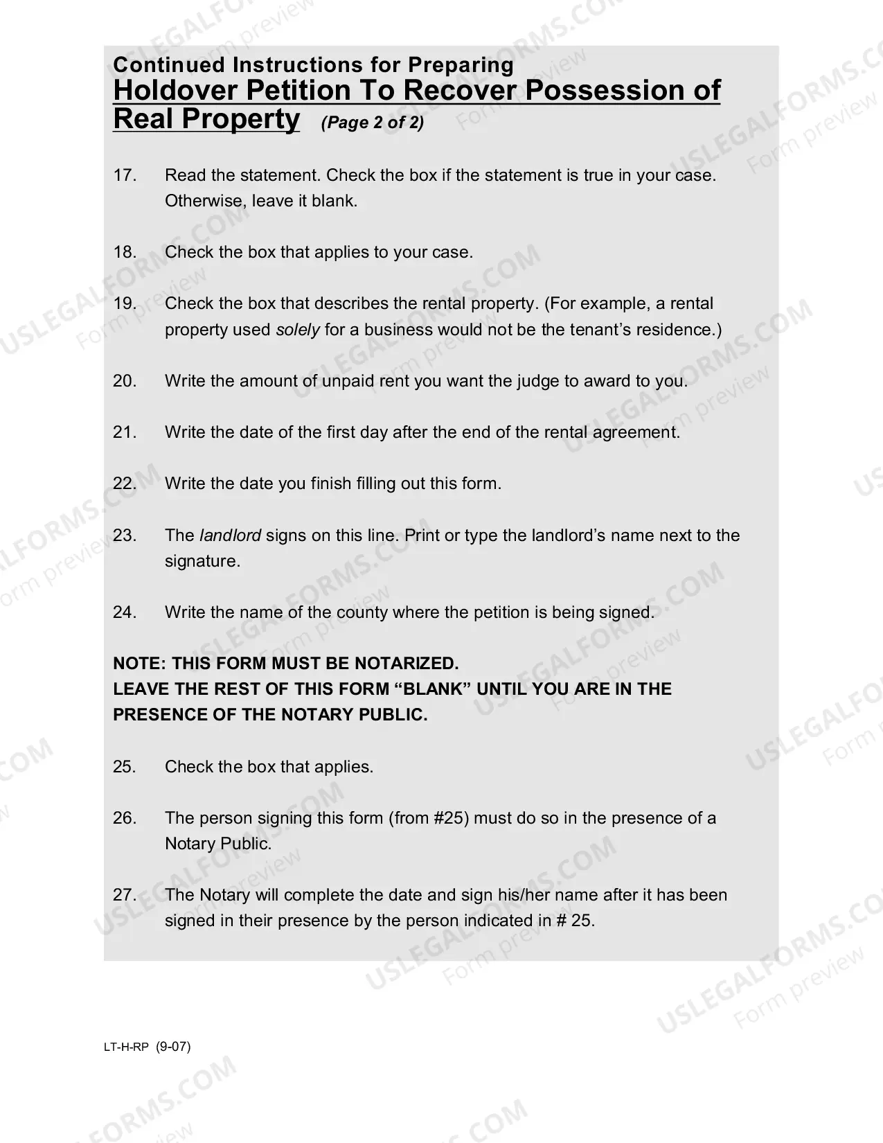 Preview Landlord Holdover Forms Packet With Instructions