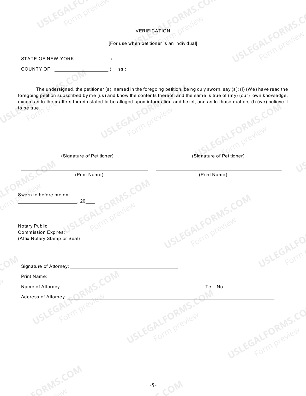 New York Petition for Judicial Settlement of Account NonTrust US