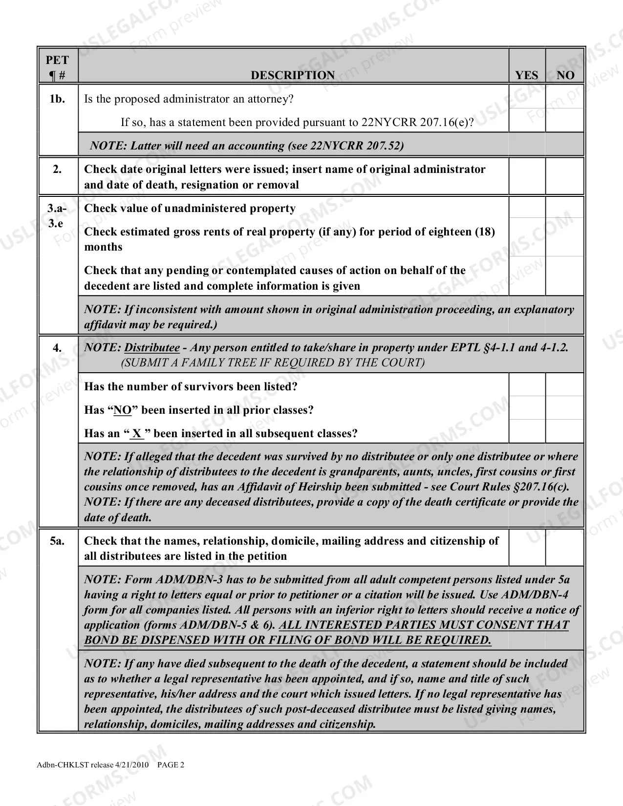 Preview Administration dbn Proceeding Checklist