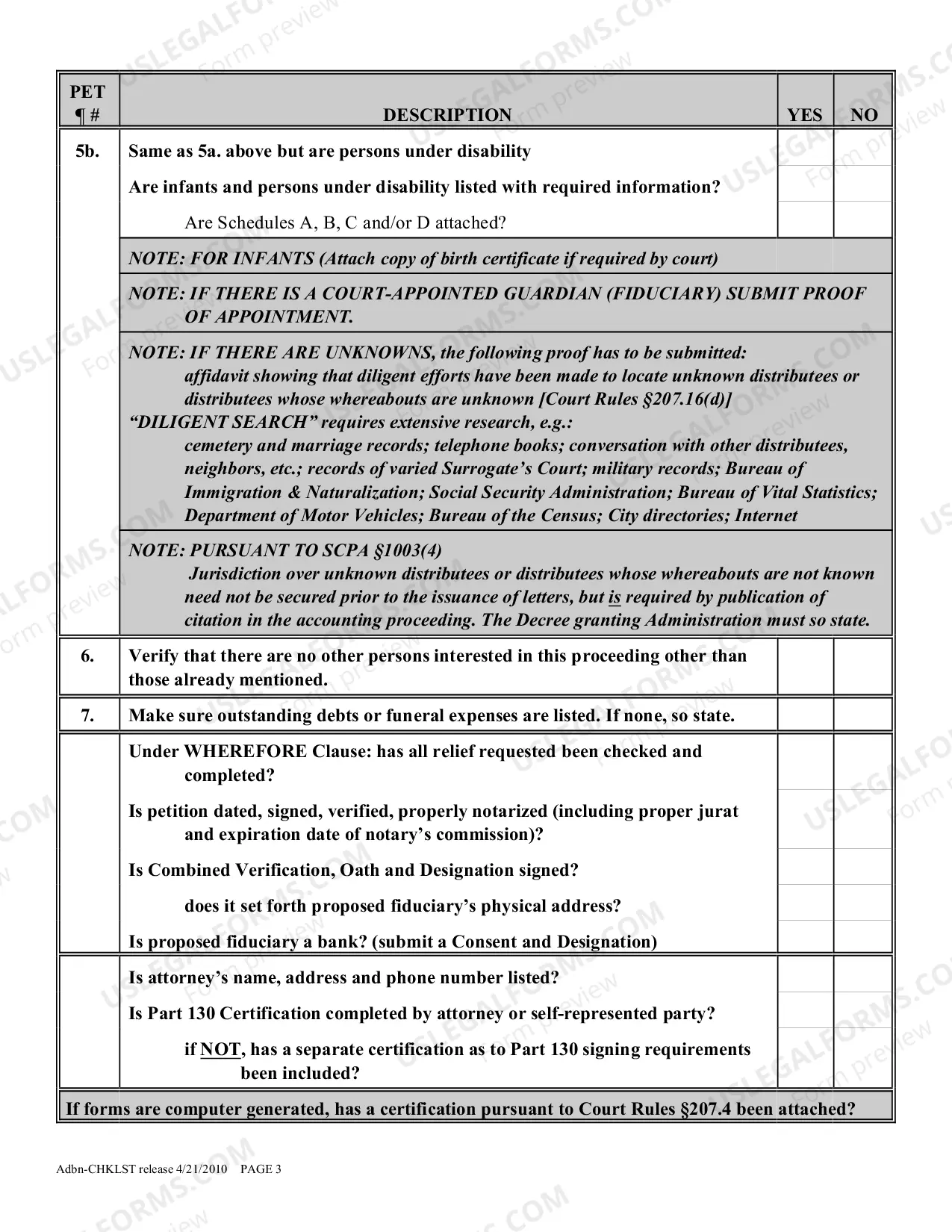 Preview Administration dbn Proceeding Checklist