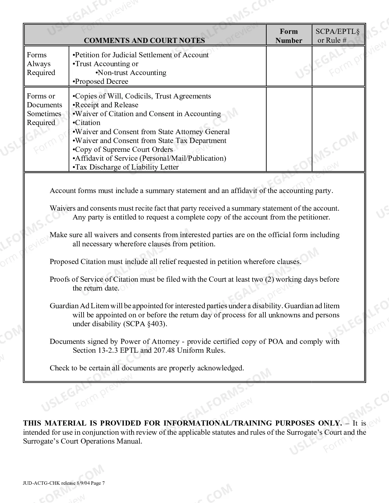 Preview Judicial Settlement of Accounting Proceeding Checklist