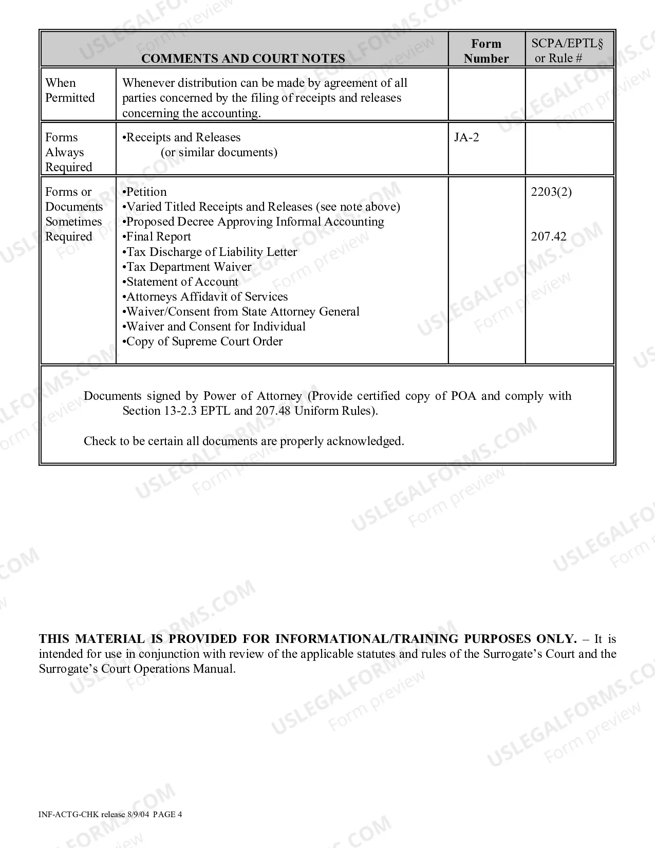 Preview Informal Accounting with/without Decree Proceeding Checklist