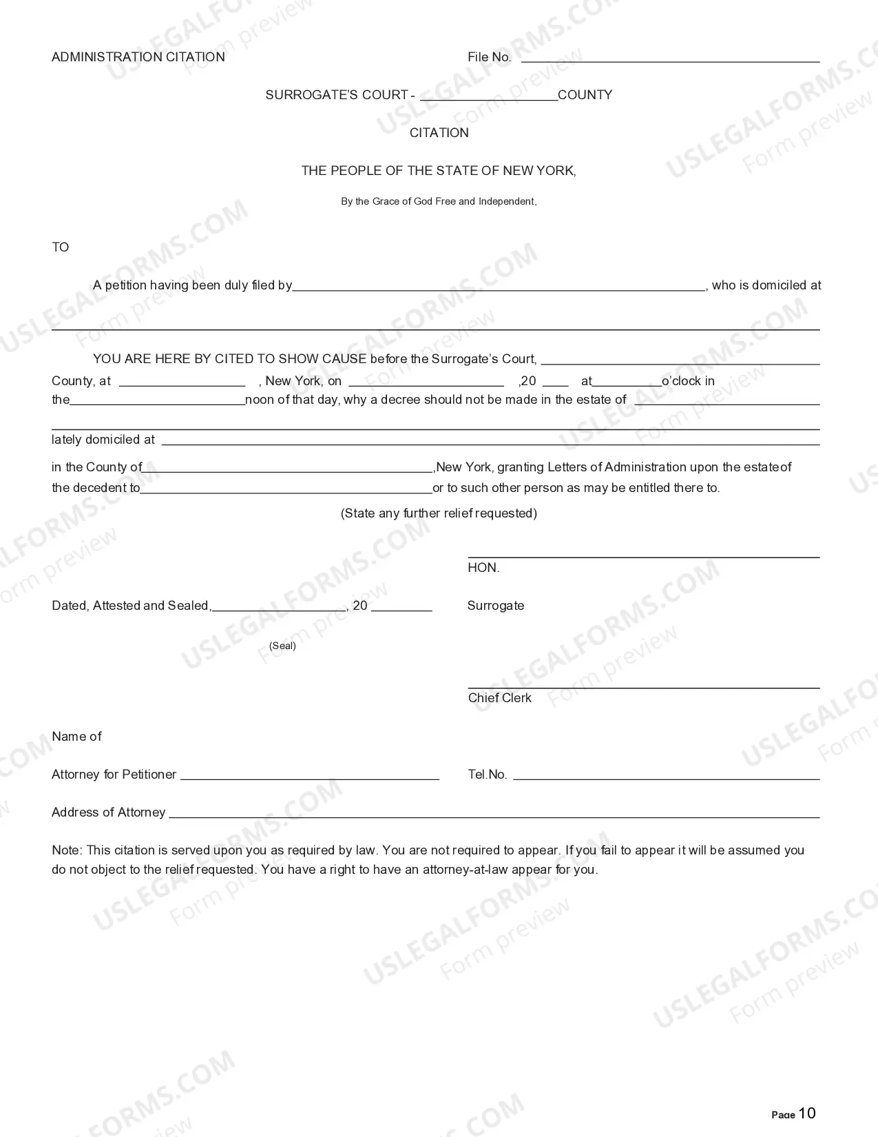 Preview Petition for Letters of Administration