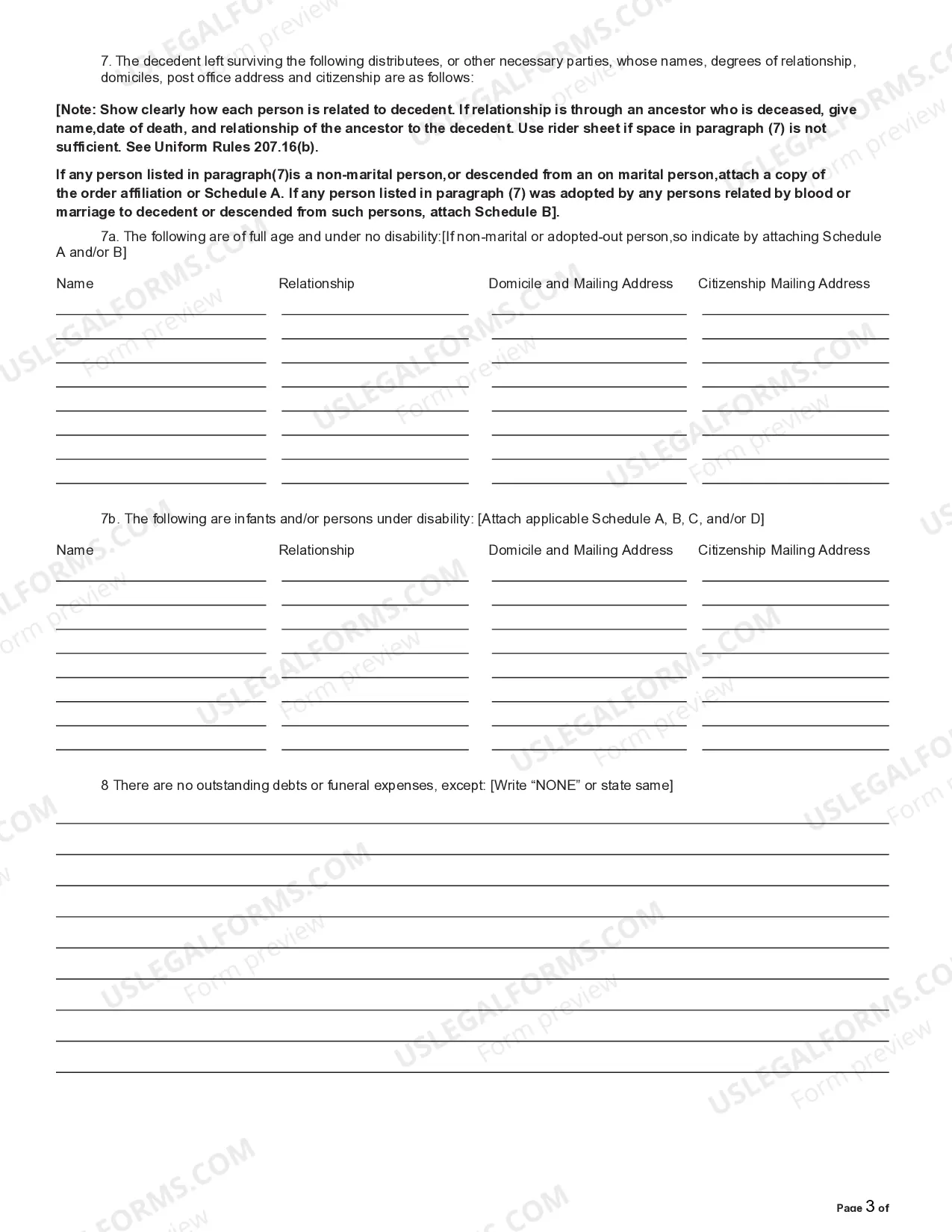 Preview Petition for Letters of Administration