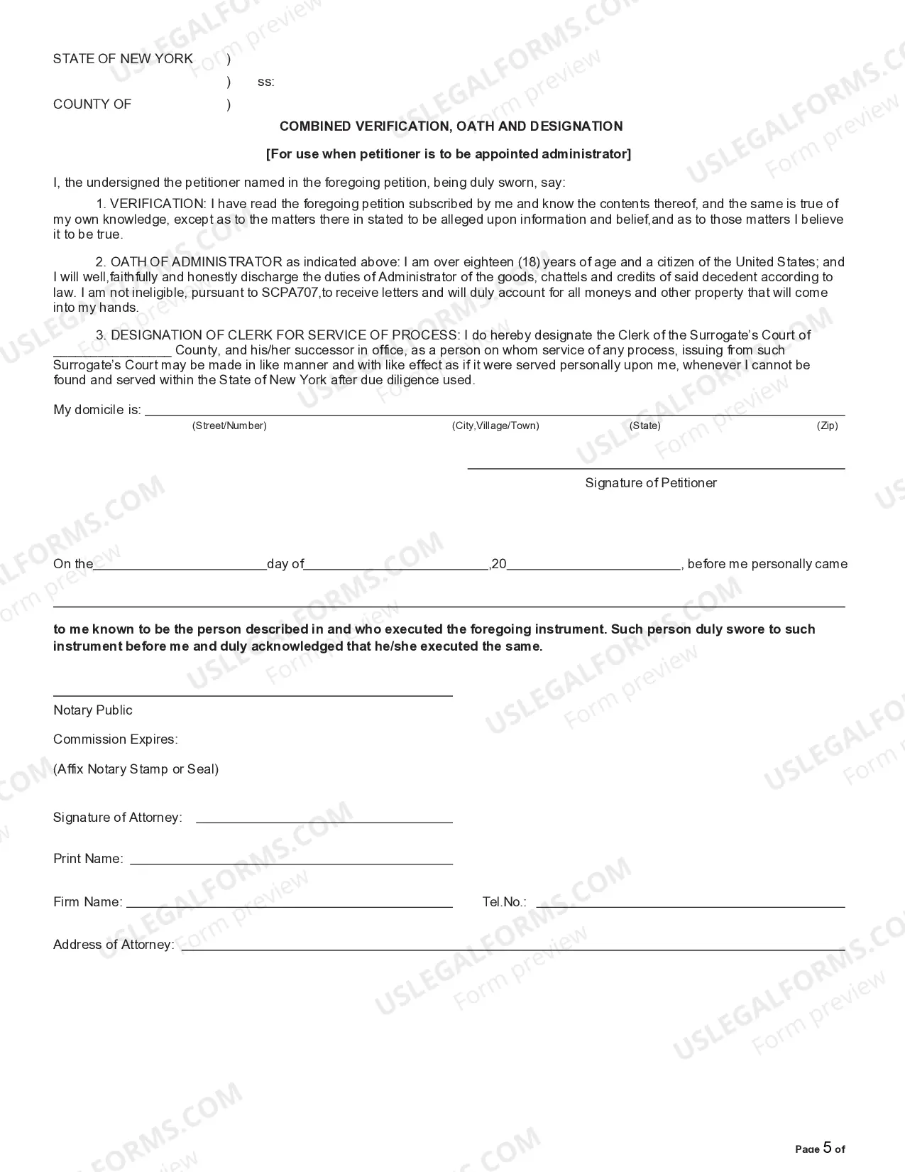 Preview Petition for Letters of Administration