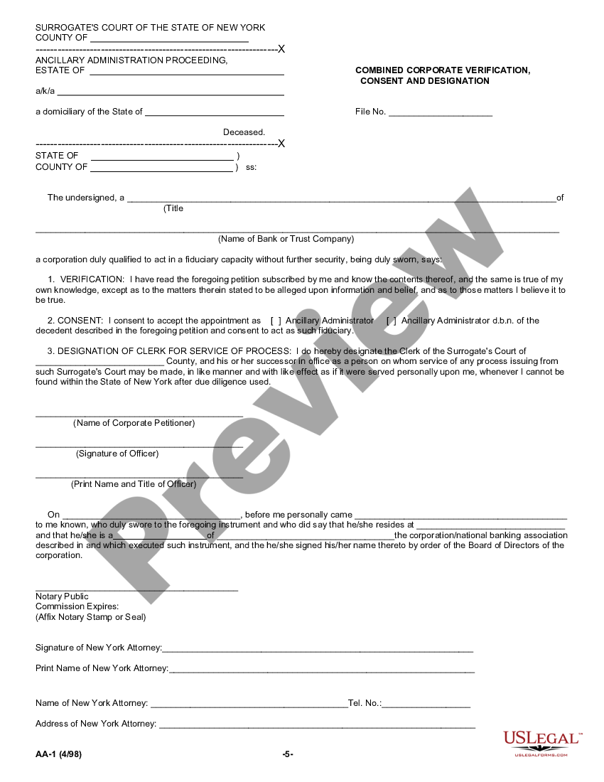 New York Petition for Ancillary Letters of Administration - Ancillary ...