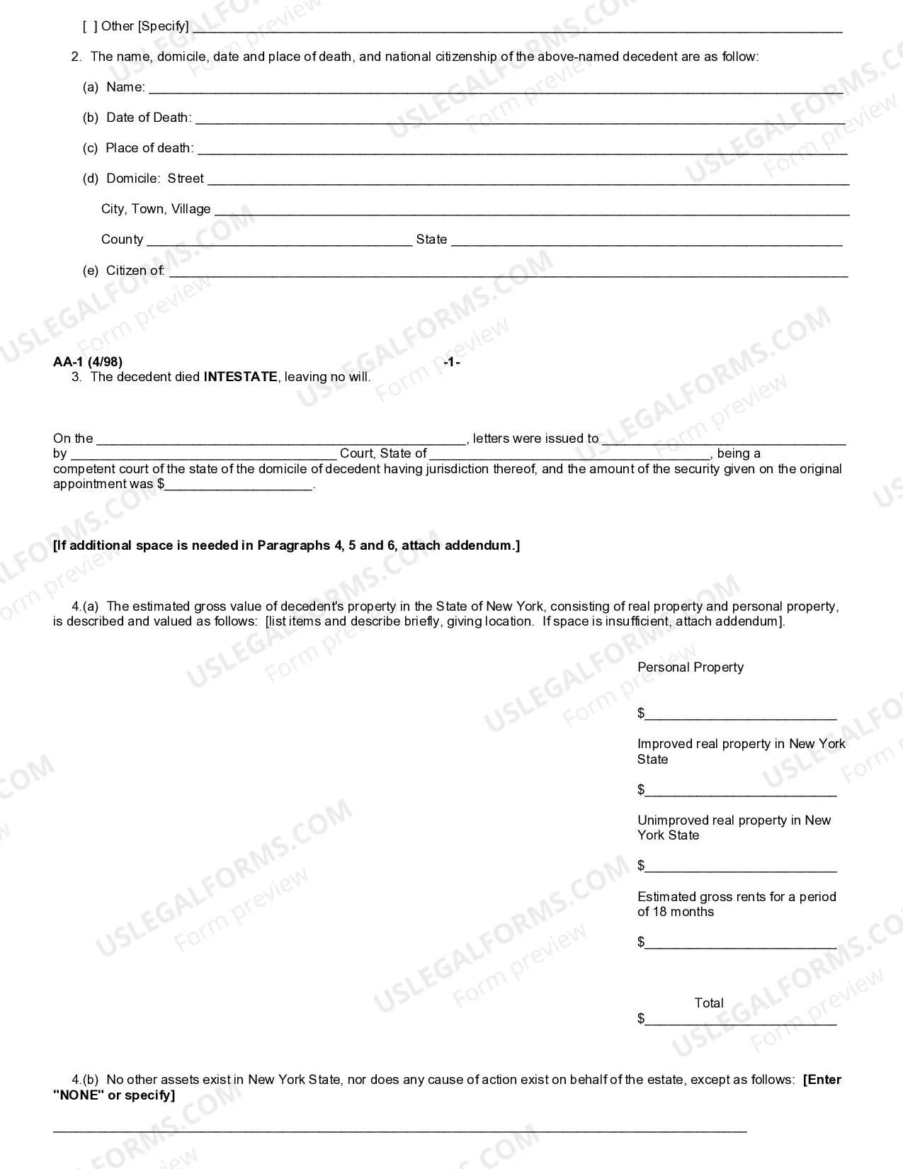 Preview Petition For Ancillary Letters of Administration