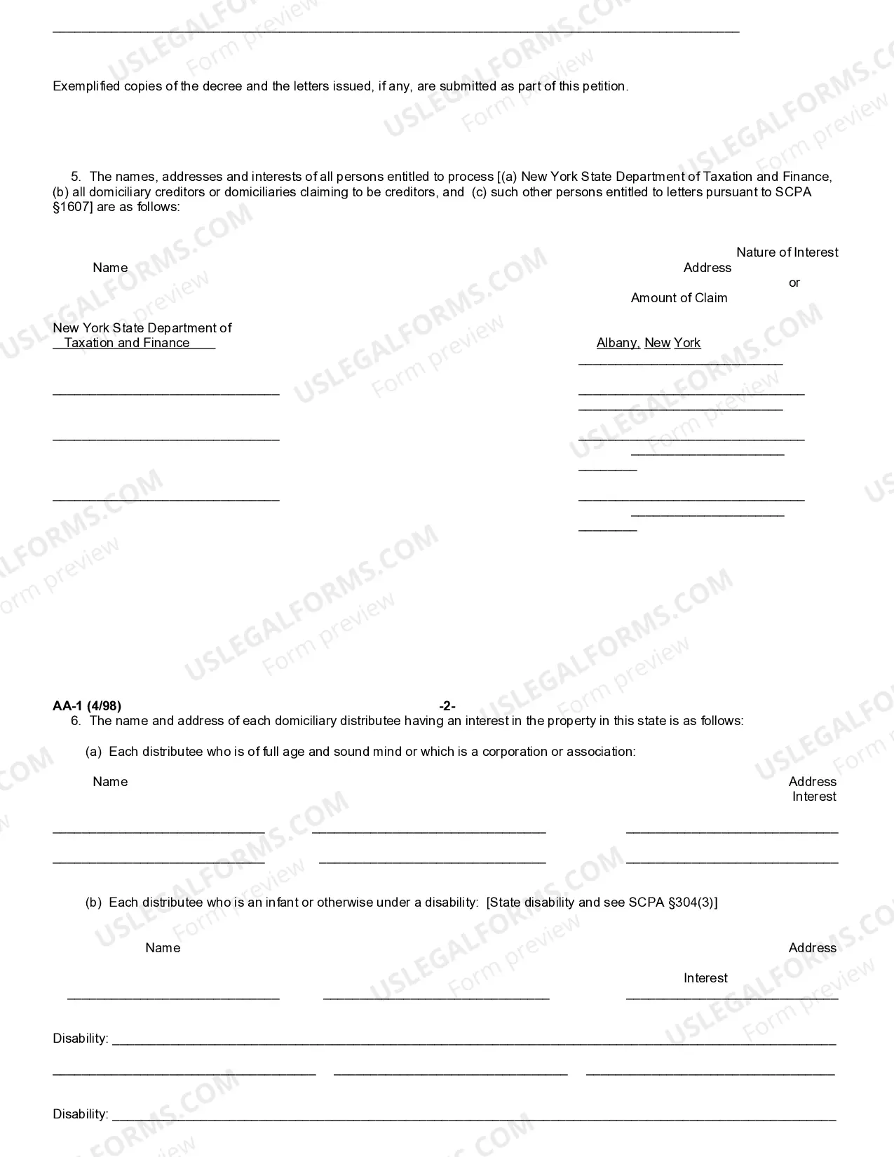 Preview Petition For Ancillary Letters of Administration