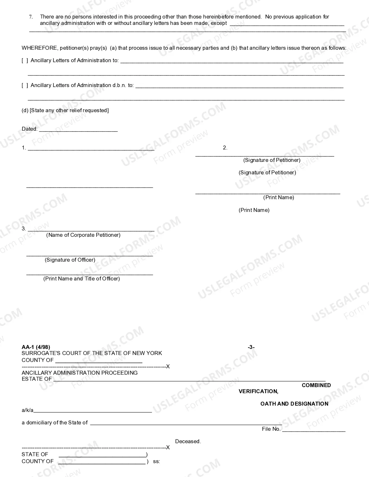 Preview Petition For Ancillary Letters of Administration