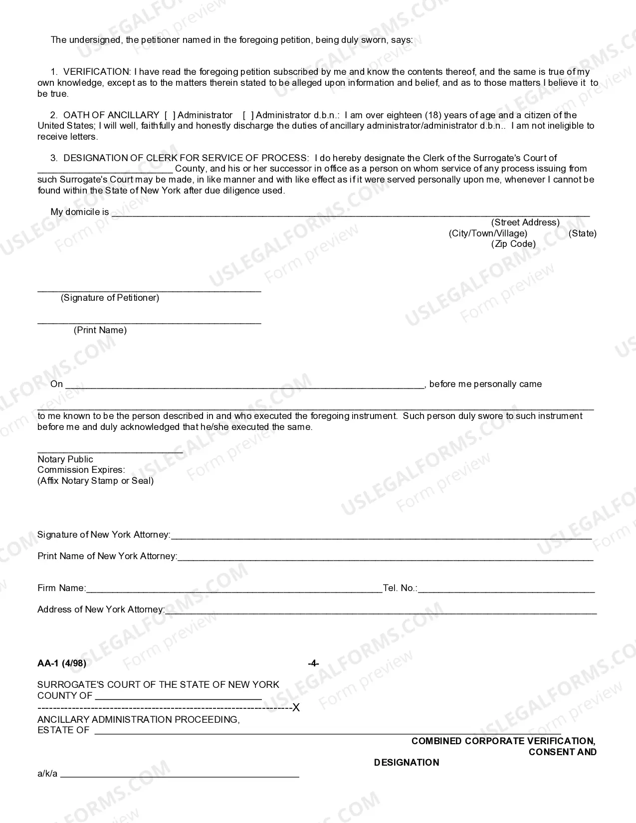 Preview Petition For Ancillary Letters of Administration
