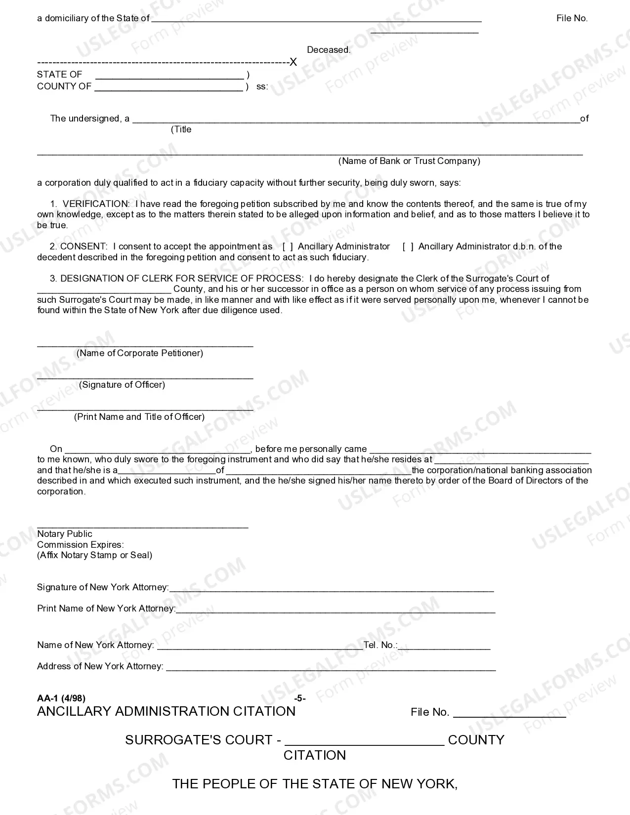 Preview Petition For Ancillary Letters of Administration