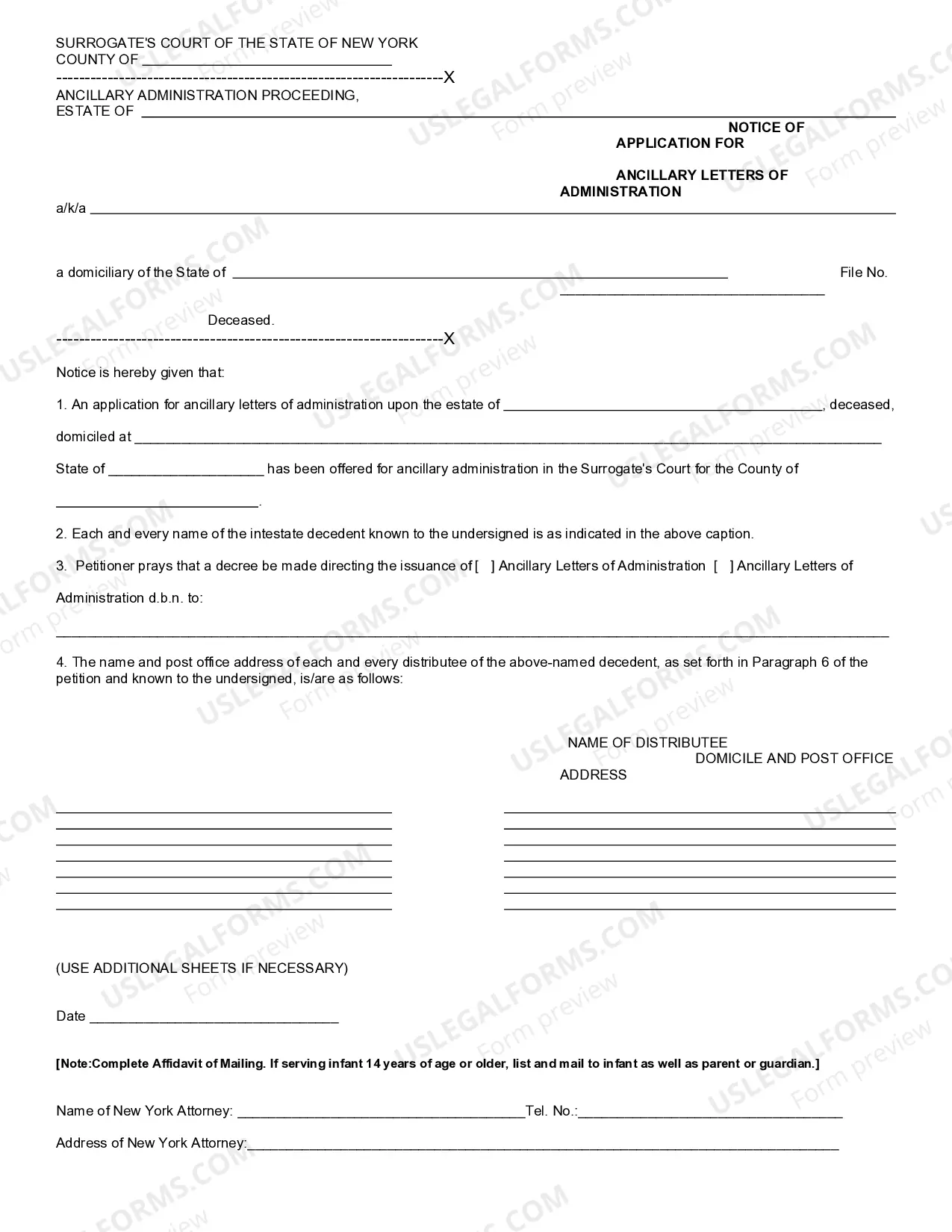 Preview Petition For Ancillary Letters of Administration