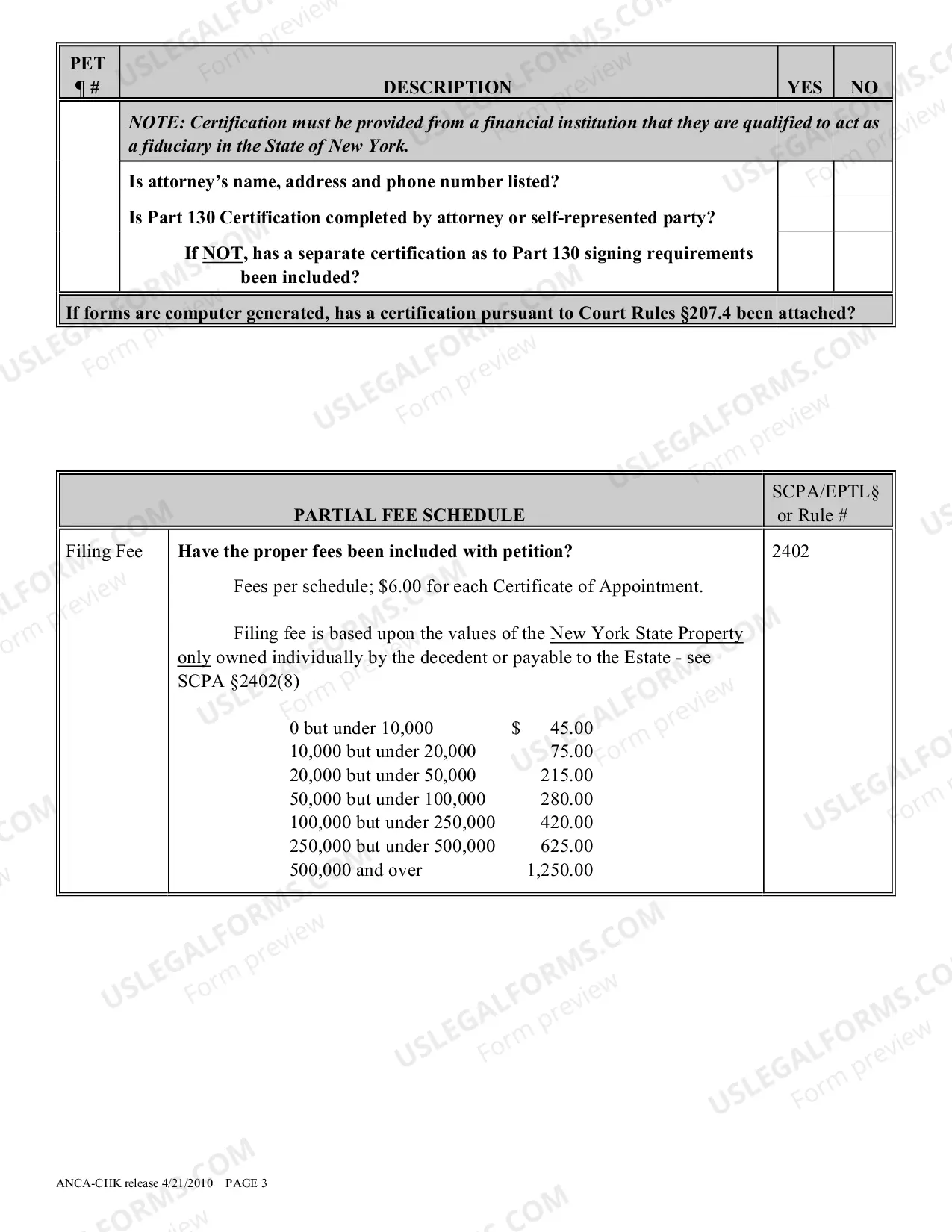 Preview Ancillary Administration Proceeding Checklist