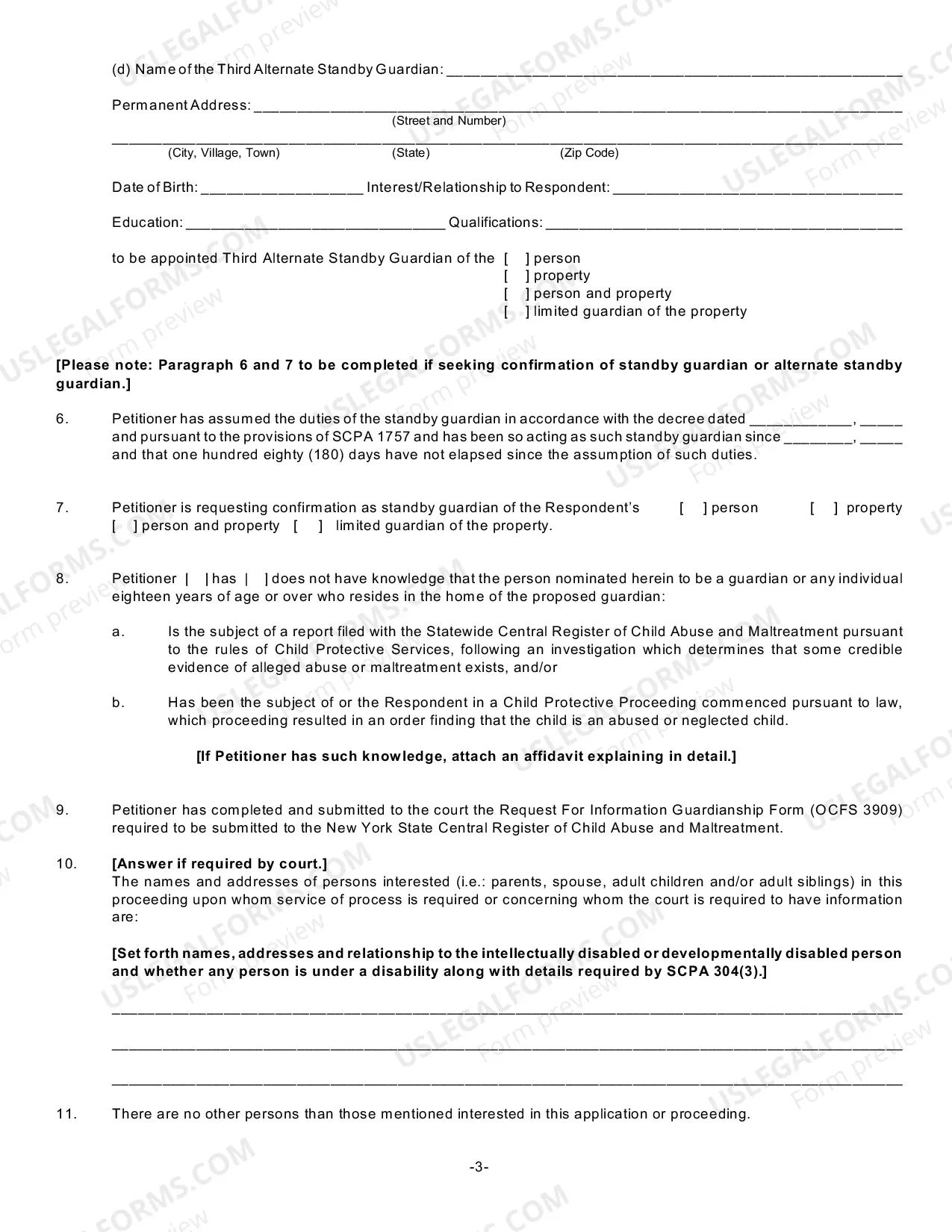 Preview Petition for Appointment/Confirmation of Standby Guardian (SCPA Article 1757) [CSMD-1,CSMD-2,CSMD-3,CSMD-4,CSMD-5,CSMD-6]