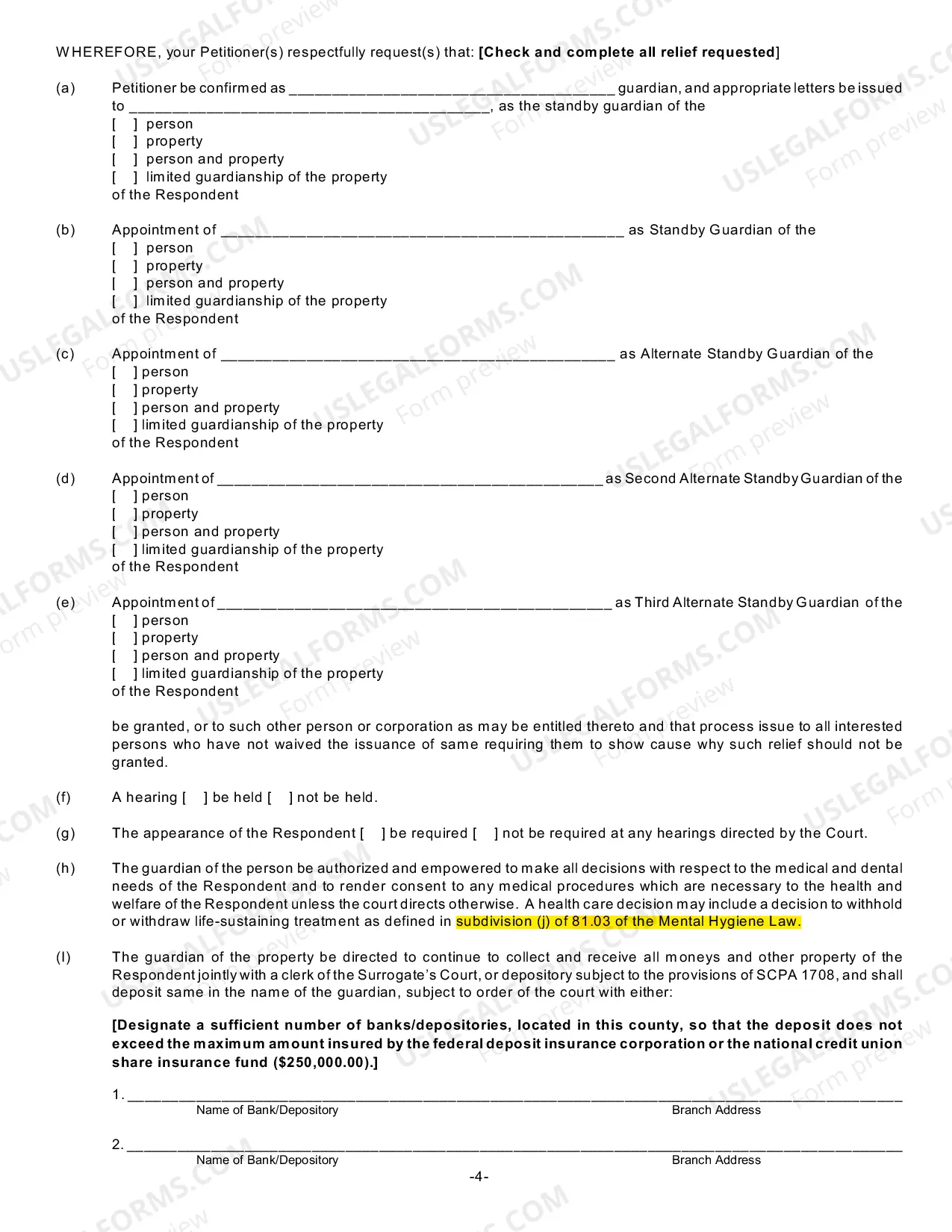 Preview Petition for Appointment/Confirmation of Standby Guardian (SCPA Article 1757) [CSMD-1,CSMD-2,CSMD-3,CSMD-4,CSMD-5,CSMD-6]
