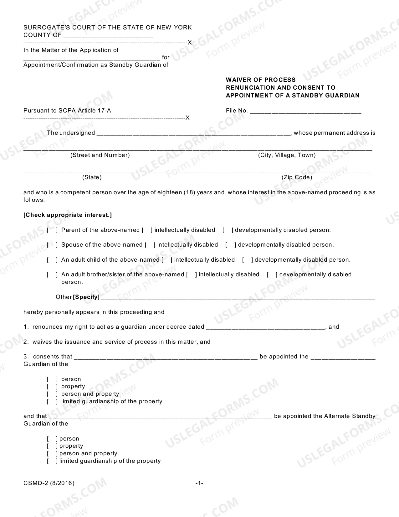 Preview Petition for Appointment/Confirmation of Standby Guardian (SCPA Article 1757) [CSMD-1,CSMD-2,CSMD-3,CSMD-4,CSMD-5,CSMD-6]