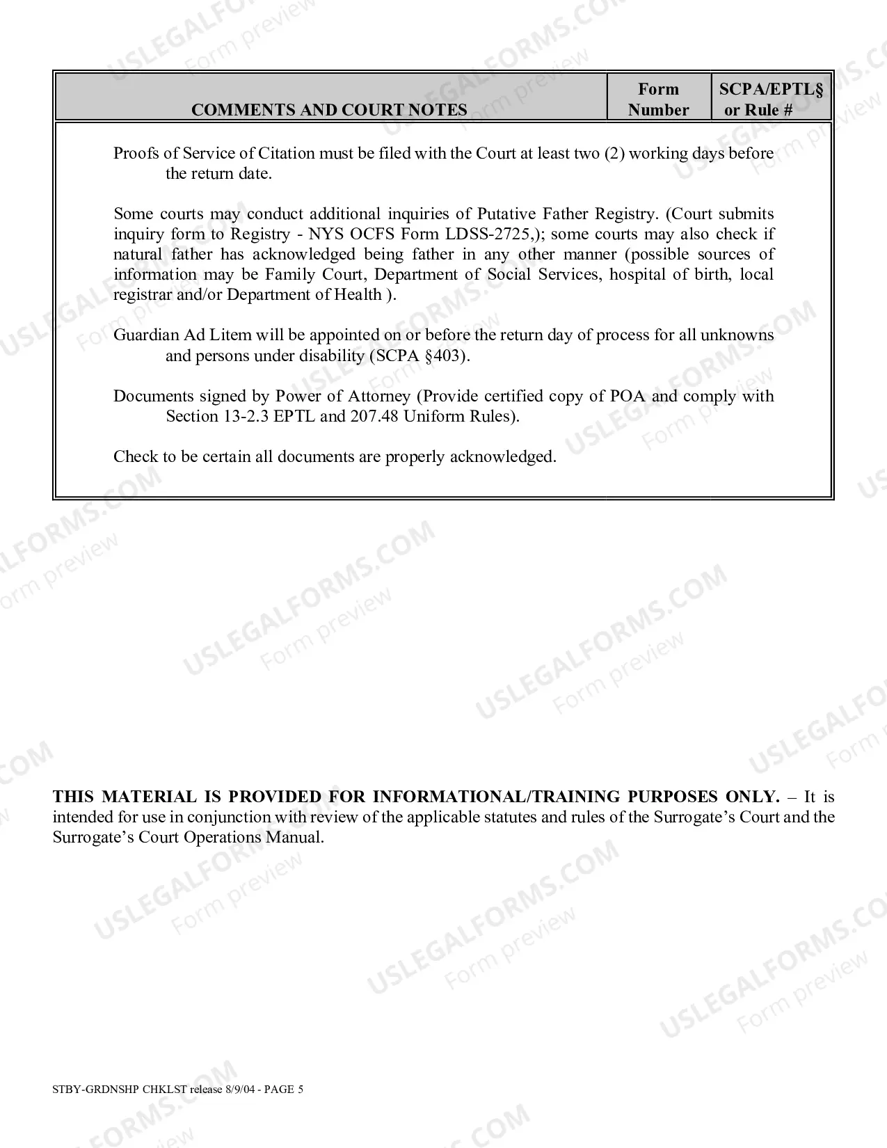 Preview Standby Guardianship Proceeding Checklist Person And Or Property