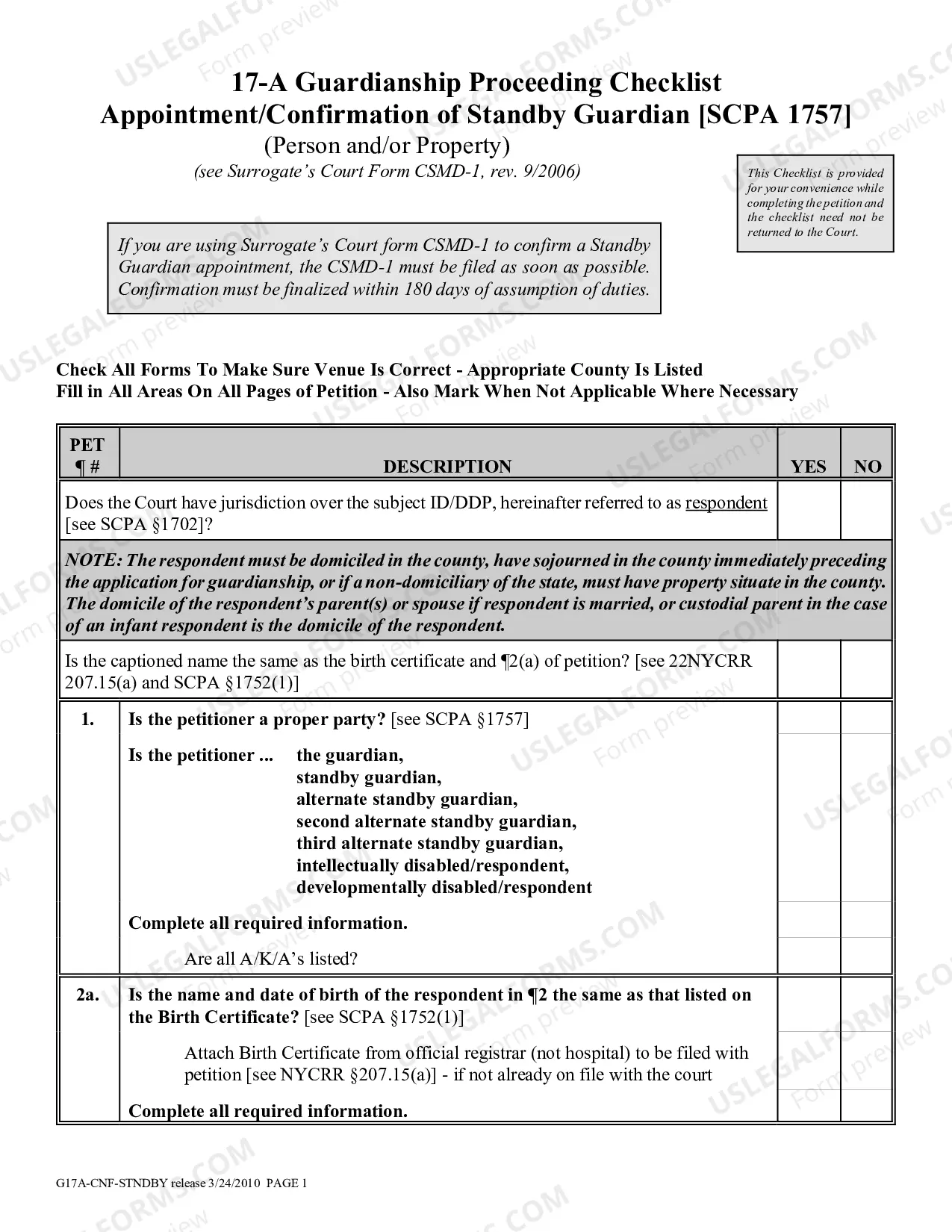 Preview 17 A Guardianship Proceeding Checklist Appointment-Confirmation of Standby Guardian