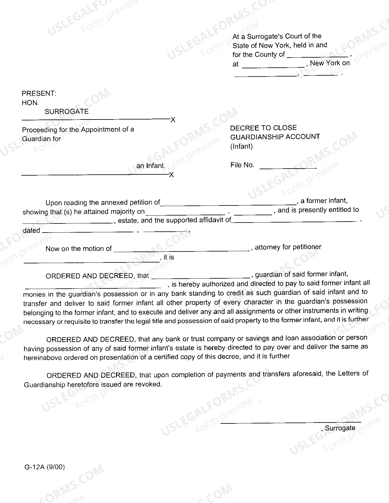 Preview Decrees Appointing Guardian [G-6A, G-6B, G-12A, G-12B]