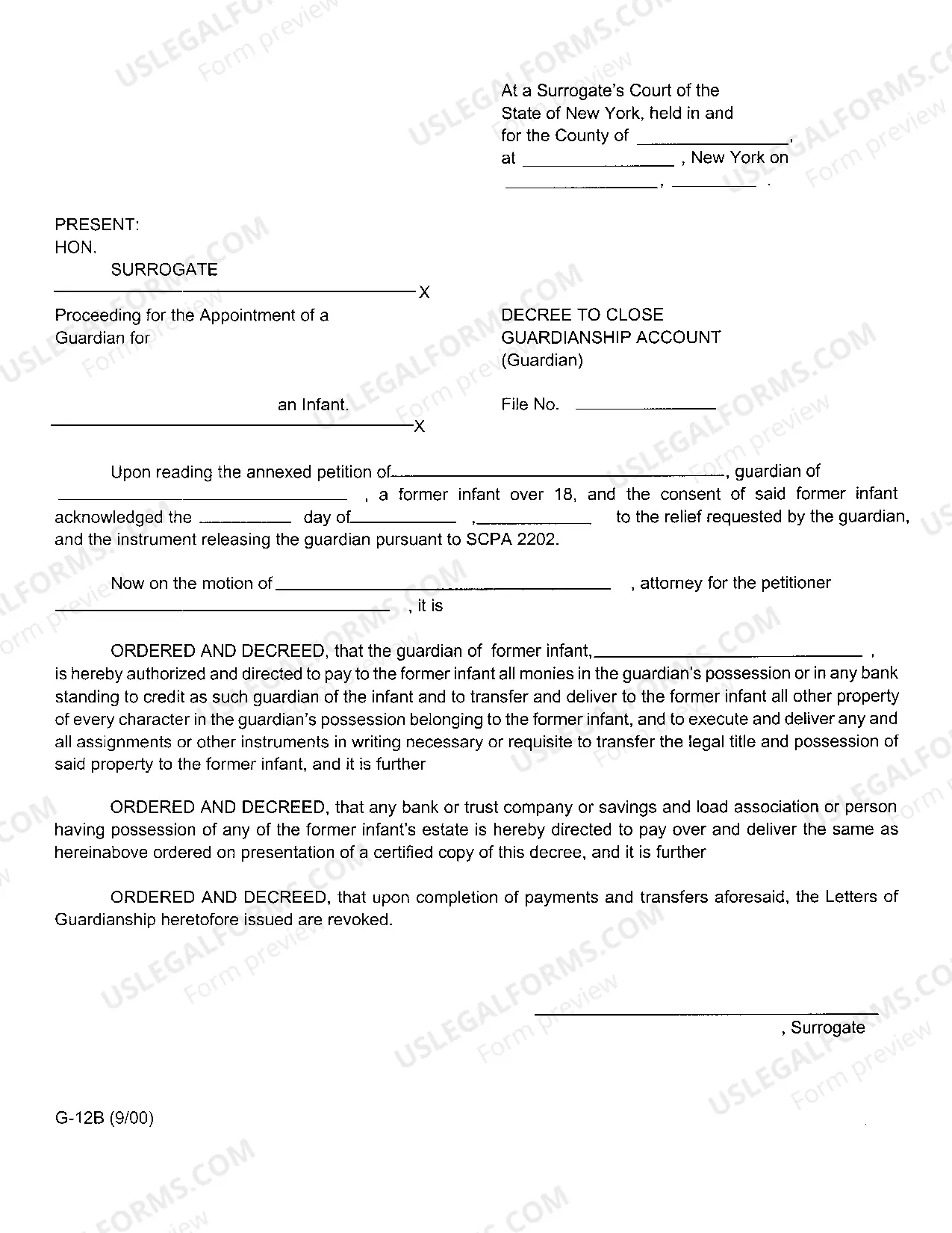 Preview Decrees Appointing Guardian [G-6A, G-6B, G-12A, G-12B]