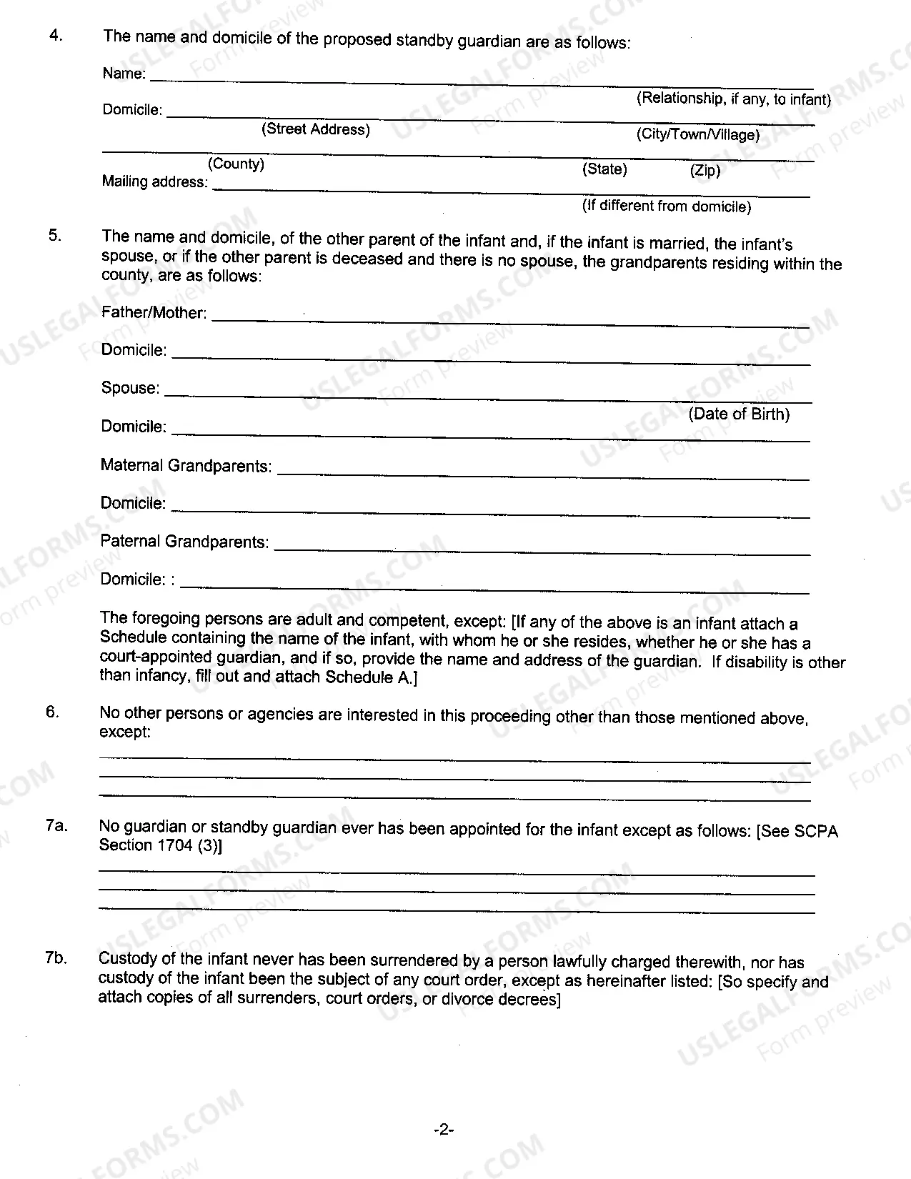 Preview Petition For Standby Guardianship