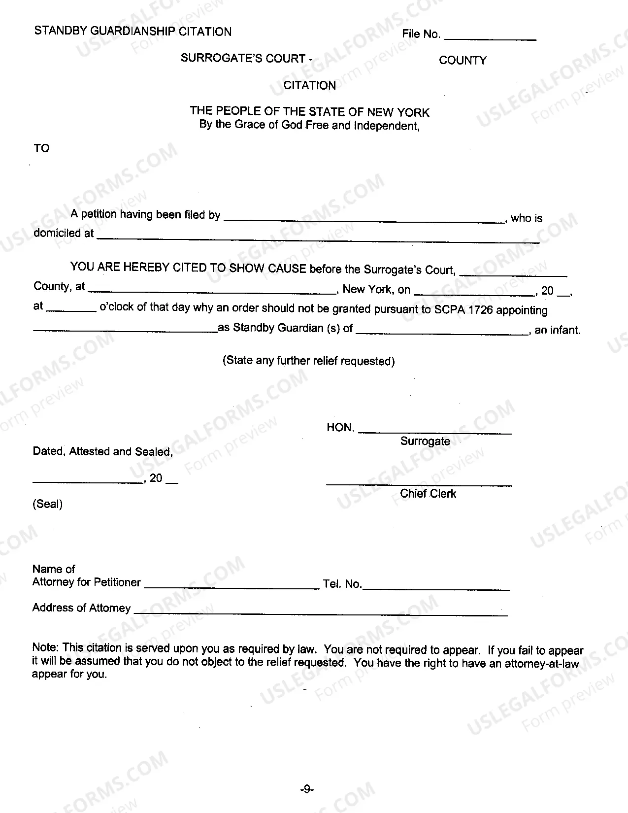 Preview Petition For Standby Guardianship