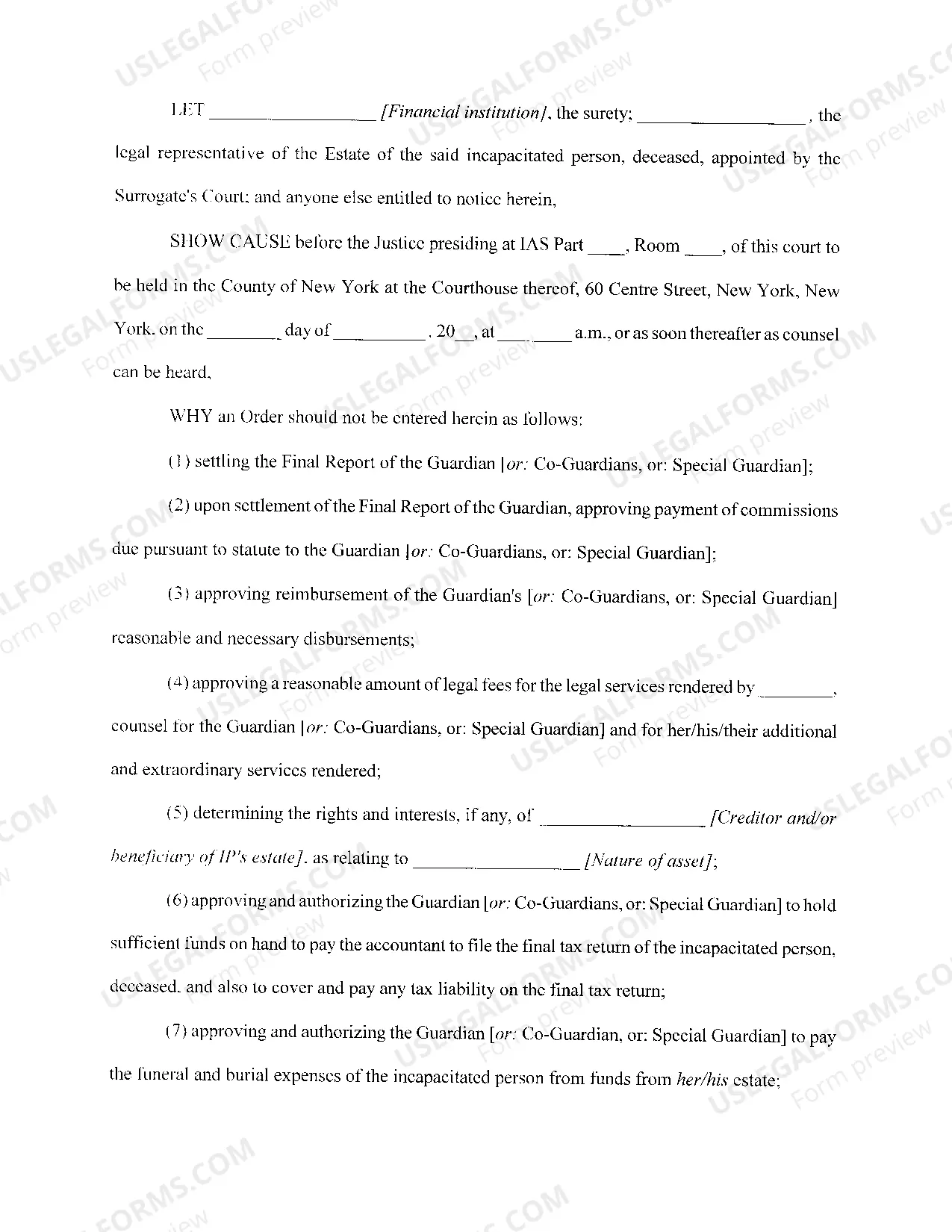 Preview Order To Show Cause To Settle Final Report And Accounting