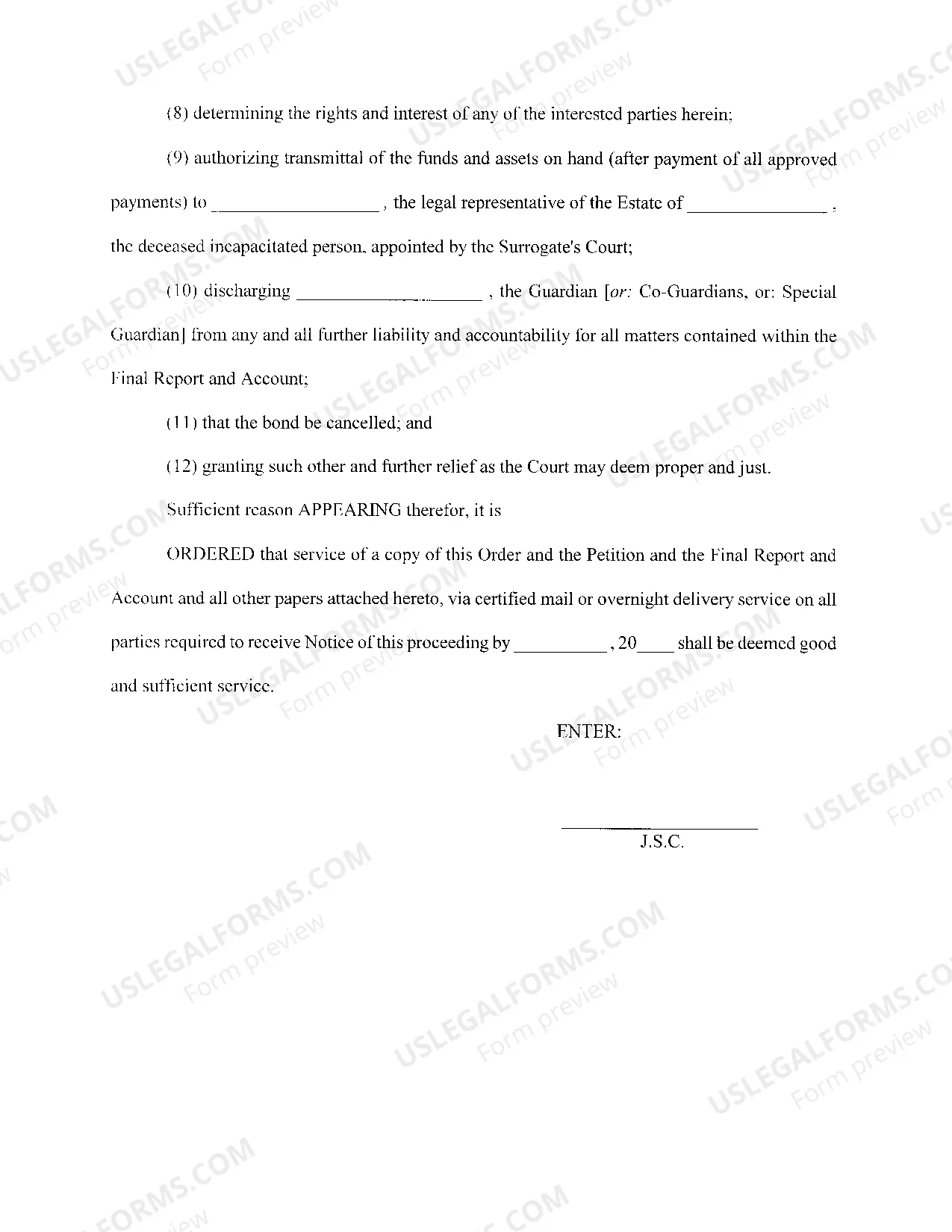 Preview Order To Show Cause To Settle Final Report And Accounting