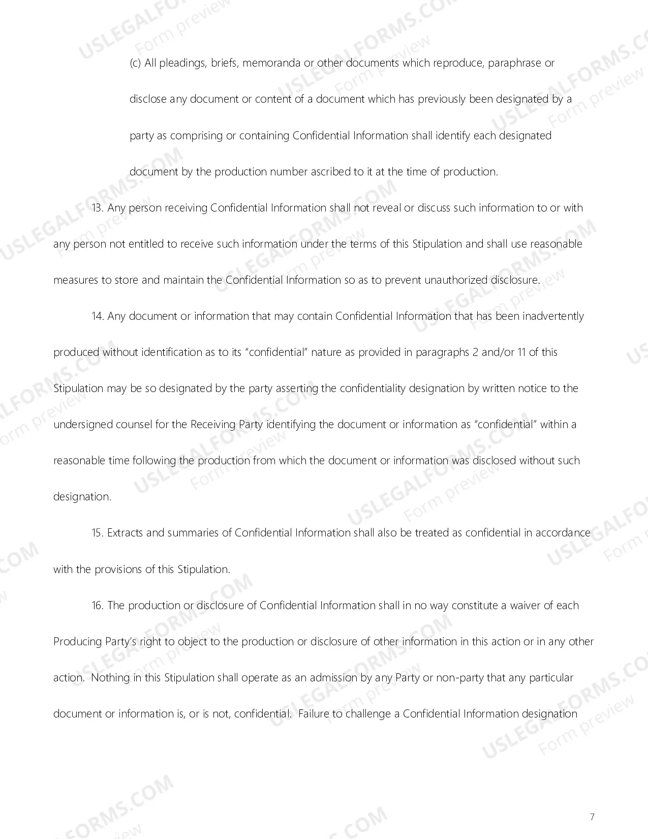 Preview Stipulation And Order For Production And Exchange of Confidential Information And Confidential Material Agreement