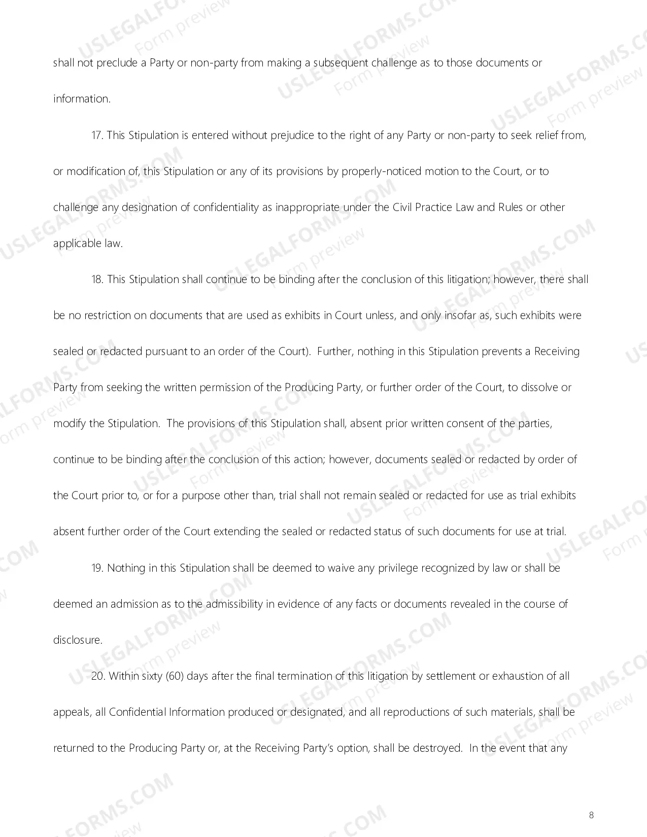 Preview Stipulation And Order For Production And Exchange of Confidential Information And Confidential Material Agreement