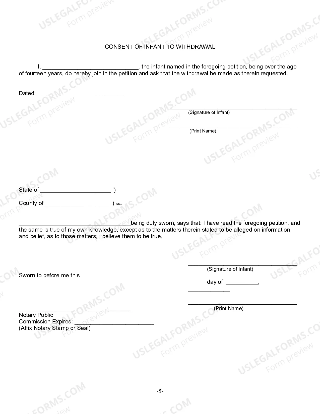 Preview Petition For Withdrawal of Infants Property For Support And Education (And Schedules)