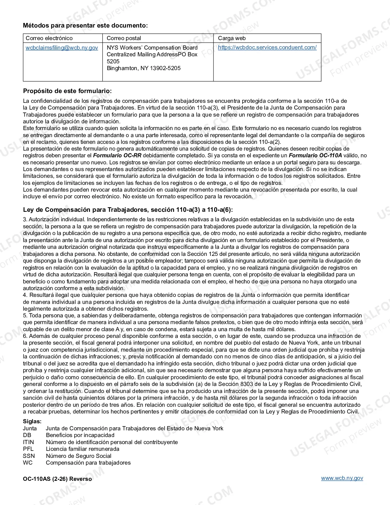 Preview Claimants Authorization To Disclose Workers Compensation Records (Spanish)