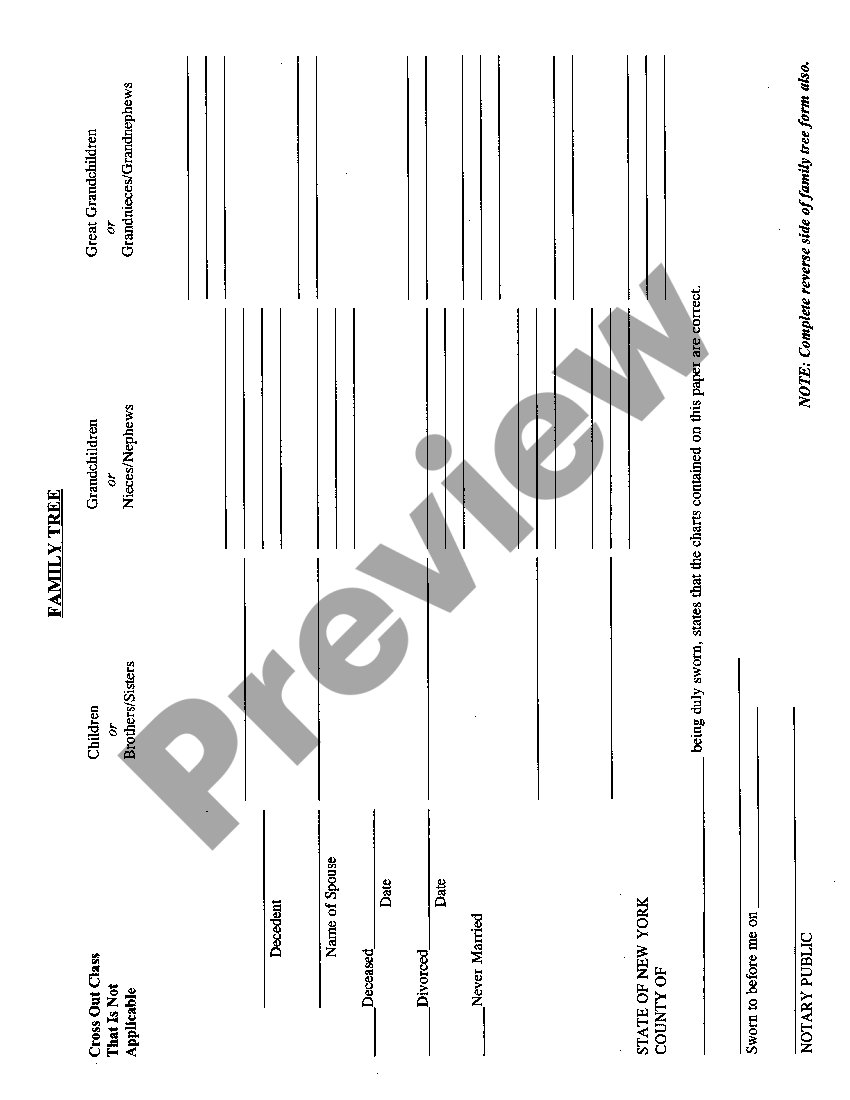 Family Tree Affidavit New York | US Legal Forms