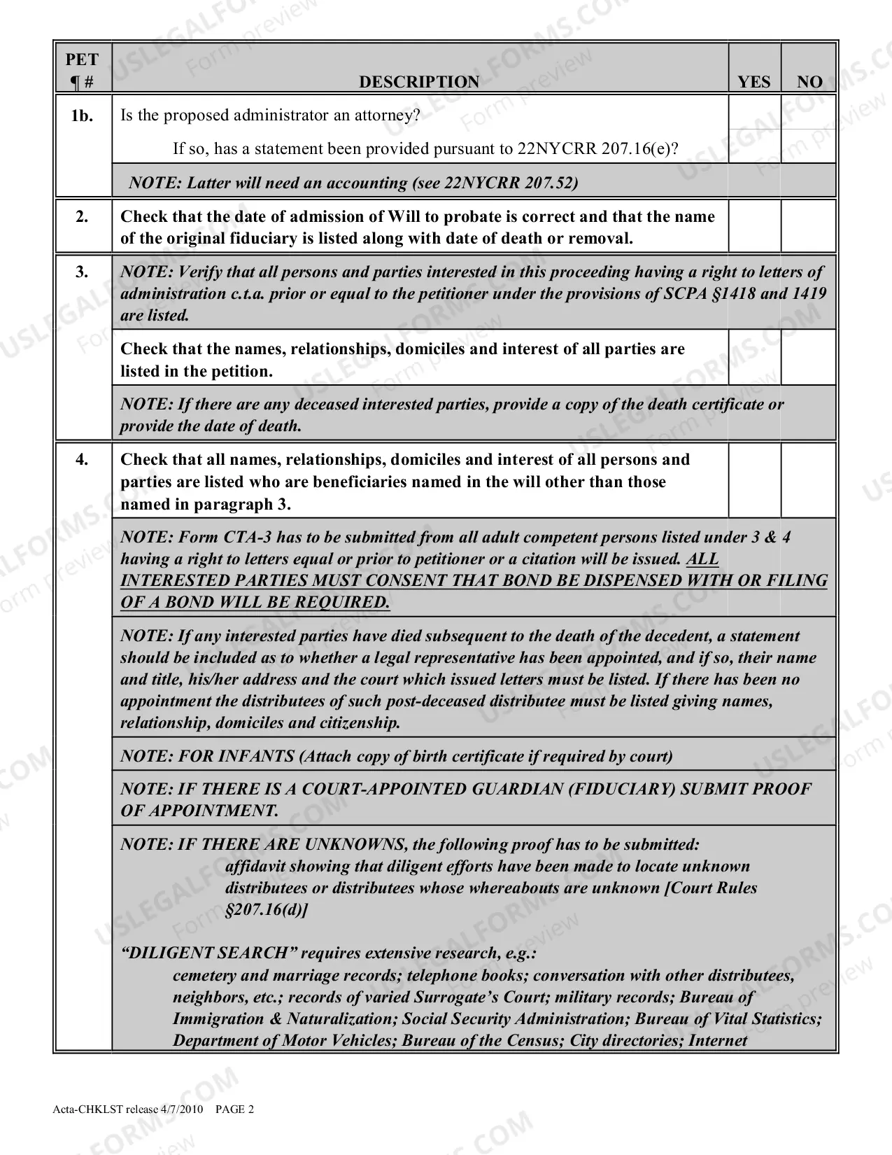 Preview Administration cta (After Probate) Proceeding Checklist