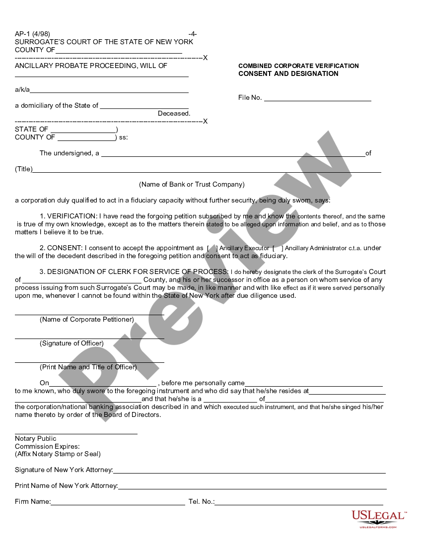 Suffolk New York Petition for Ancillary Probate | US Legal Forms