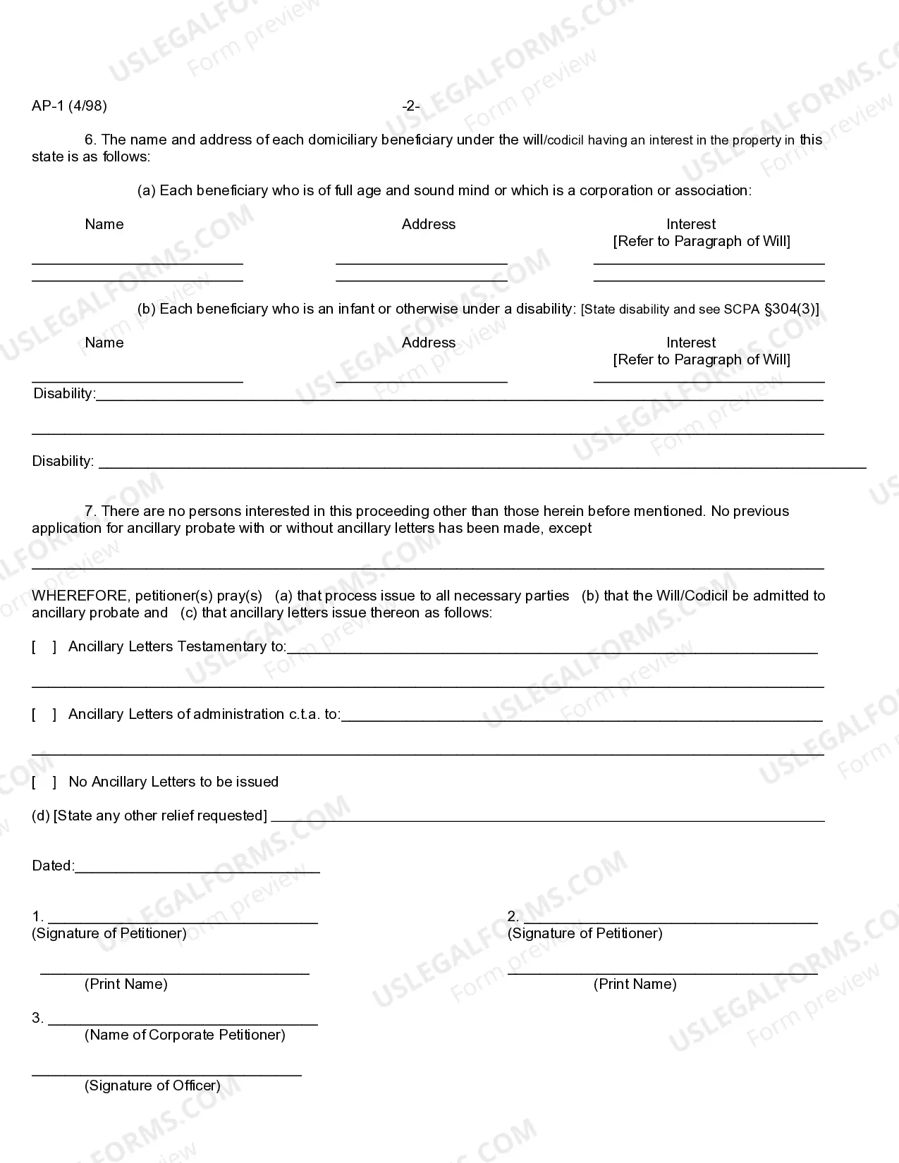 Preview Petition For Ancillary Probate
