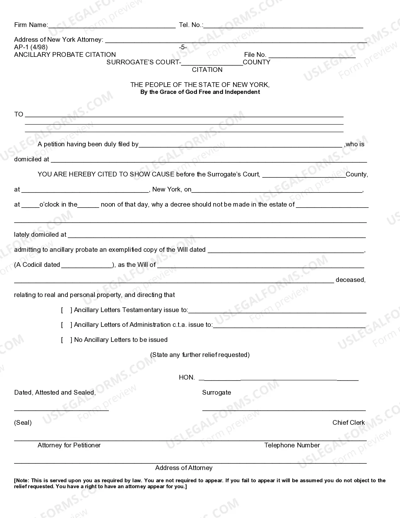 Preview Petition For Ancillary Probate