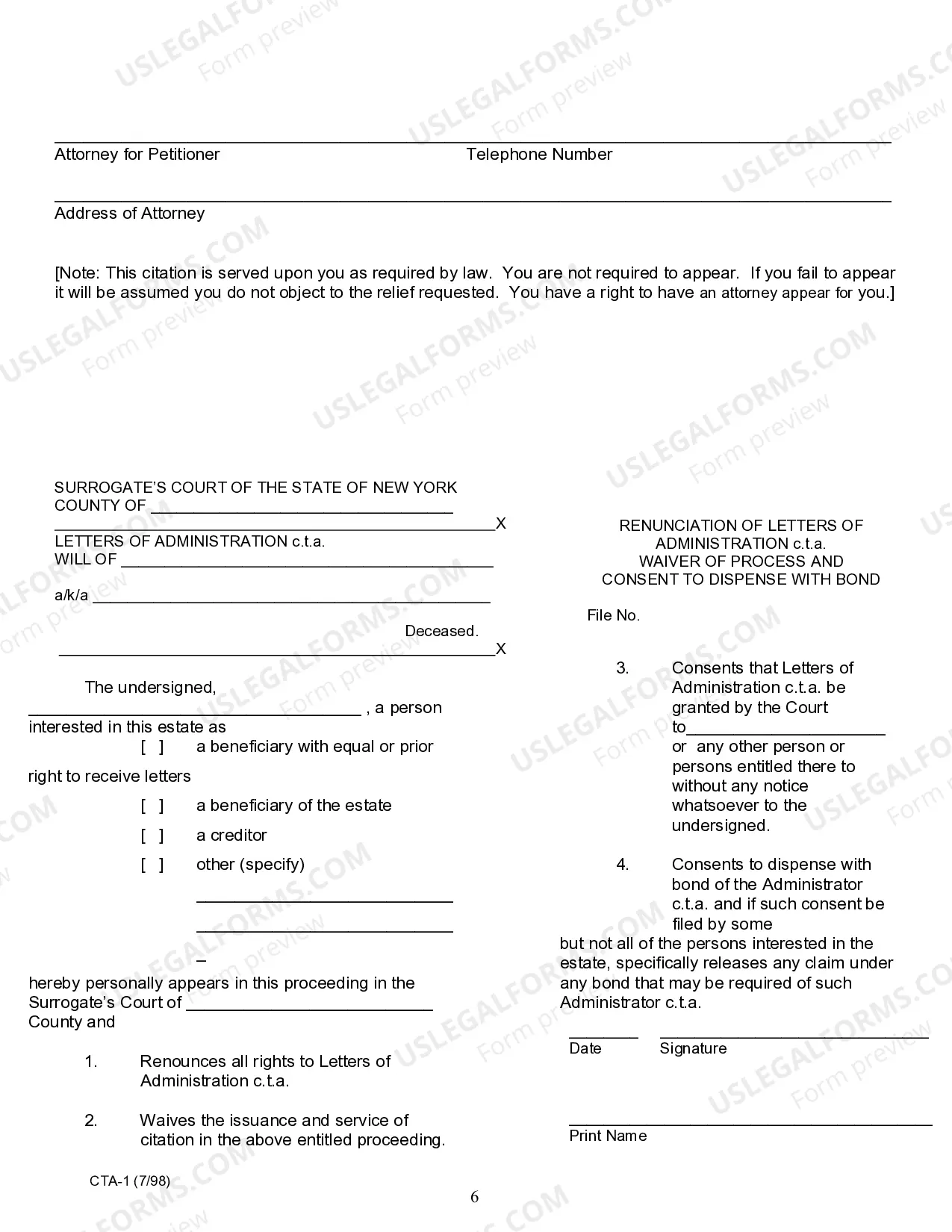 Preview Petition For Letters of Administration CTA After Probate
