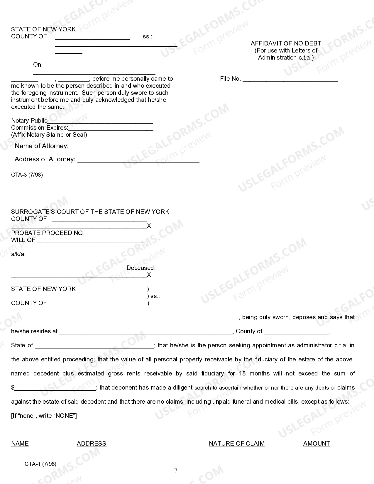 Preview Petition For Letters of Administration CTA After Probate
