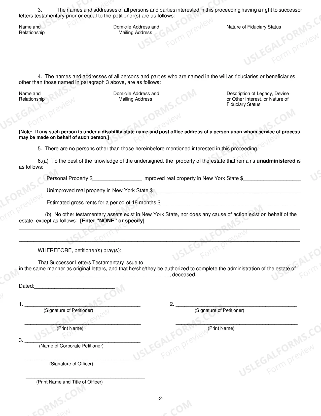 Preview Surrogate-P-14 PETITION FOR SUCCESSOR LETTERS TESTAMENTARY