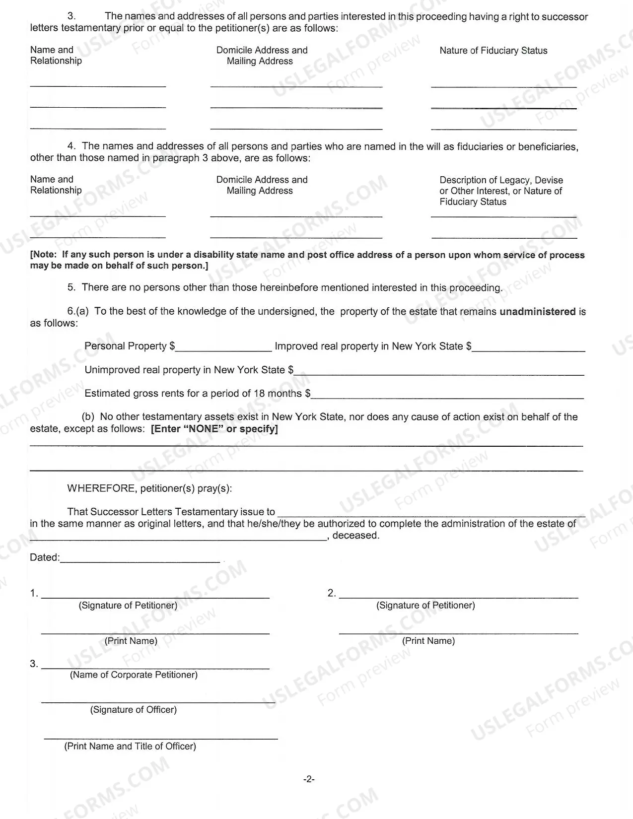 Preview Successor Letters Testamentary