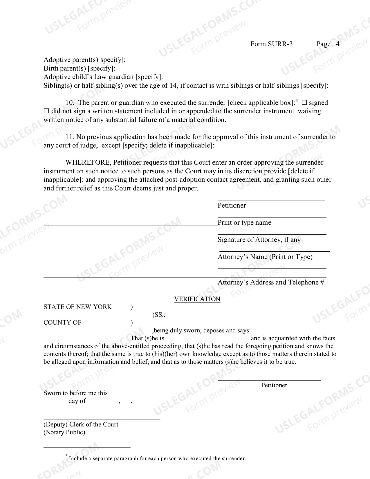 Preview Petition For Approval of Extra Judicial Surrender Instrument