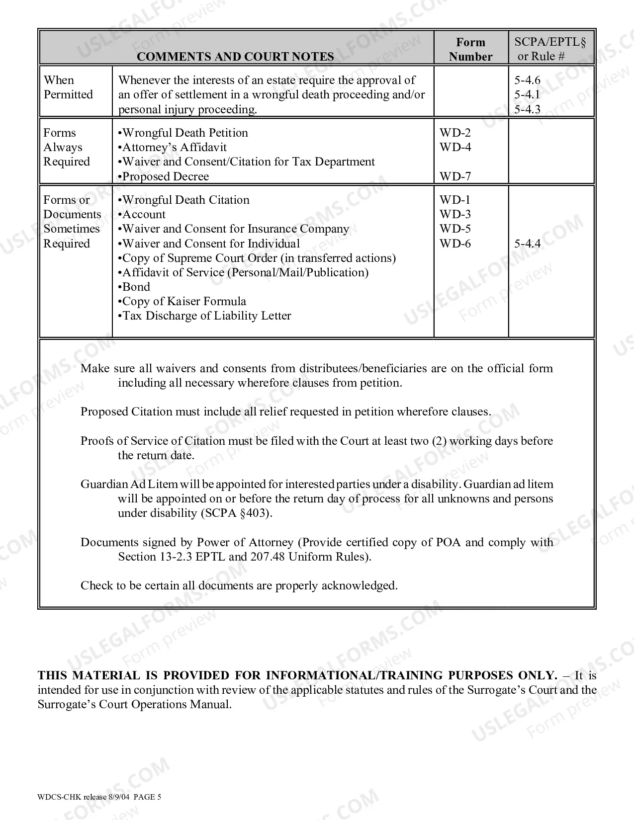 Preview Wrongful Death Compromise Settlement Proceeding Checklist